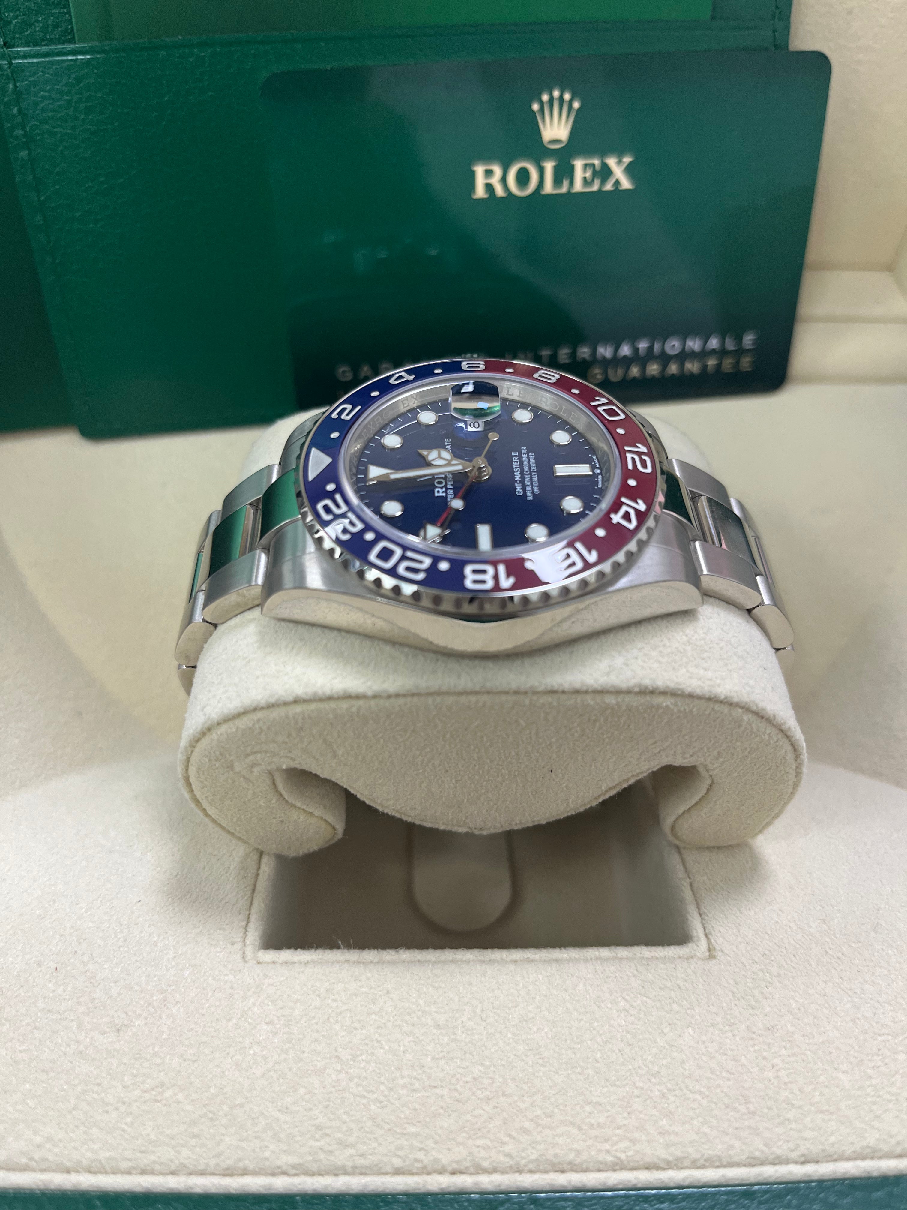 Rolex GMT Master II 40mm White Gold Pepsi Blue Dial Oyster Bracelet Ref#126719BLRO - Luxury Watch for Travel, Business & Collectors