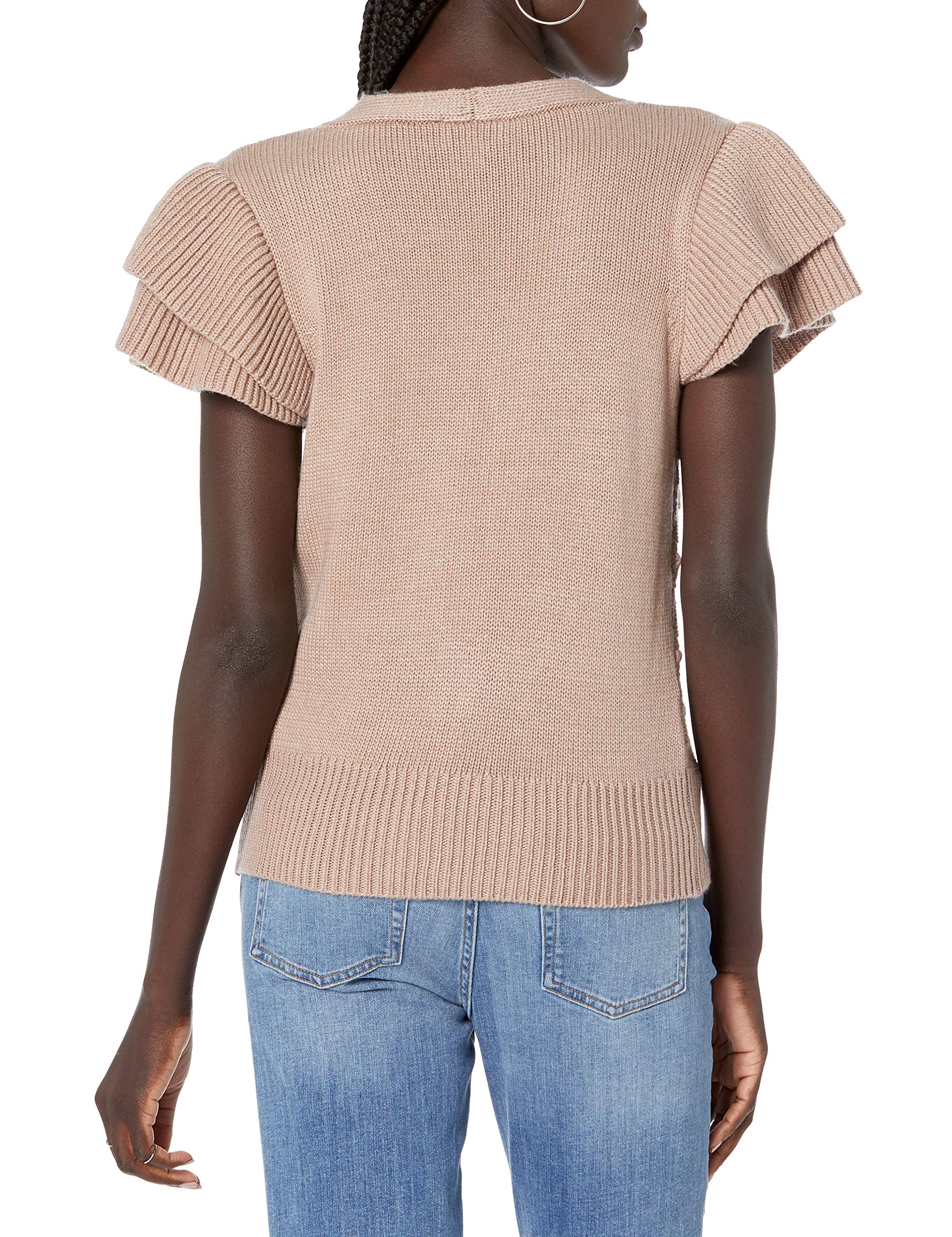 The Drop Women's Emma Ruffle-Shoulder Sleeve Cardigan Sweater | Soft Knit Open Front Wrap | Casual & Office Wear | Perfect for Fall & Winter Layering
