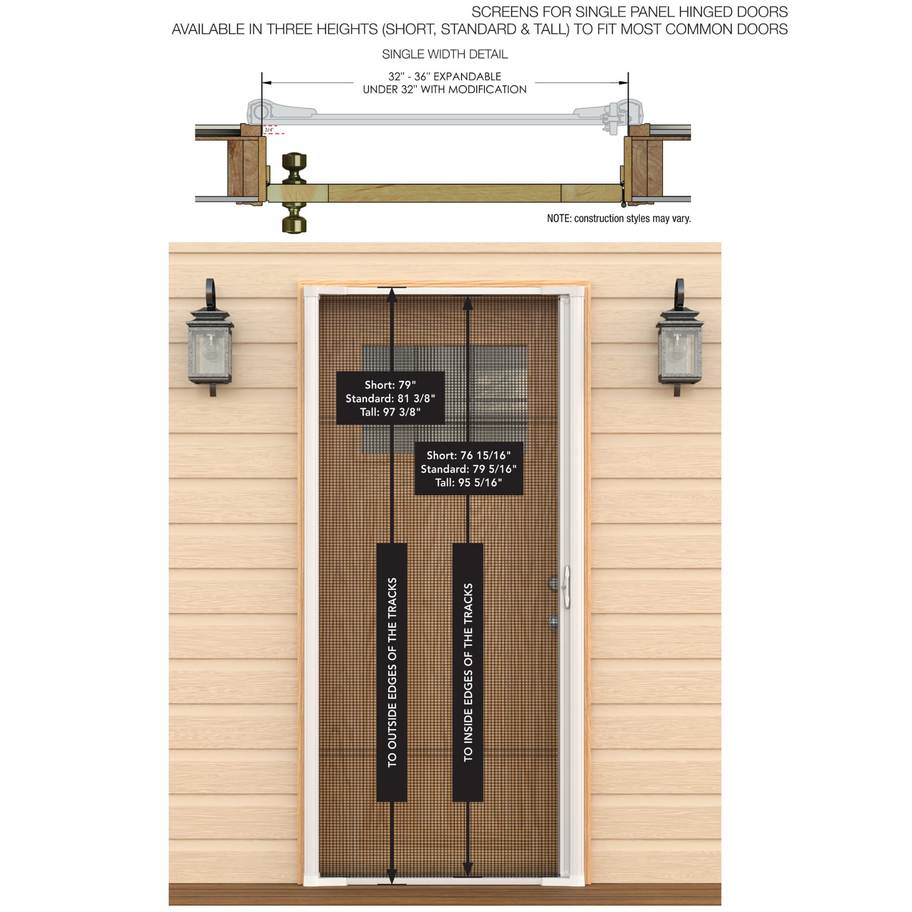 LARSON Brisa Single Sandstone Retractable Screen Door with EZ-Glide System & Secure Locking Latch Handle - Fits 78