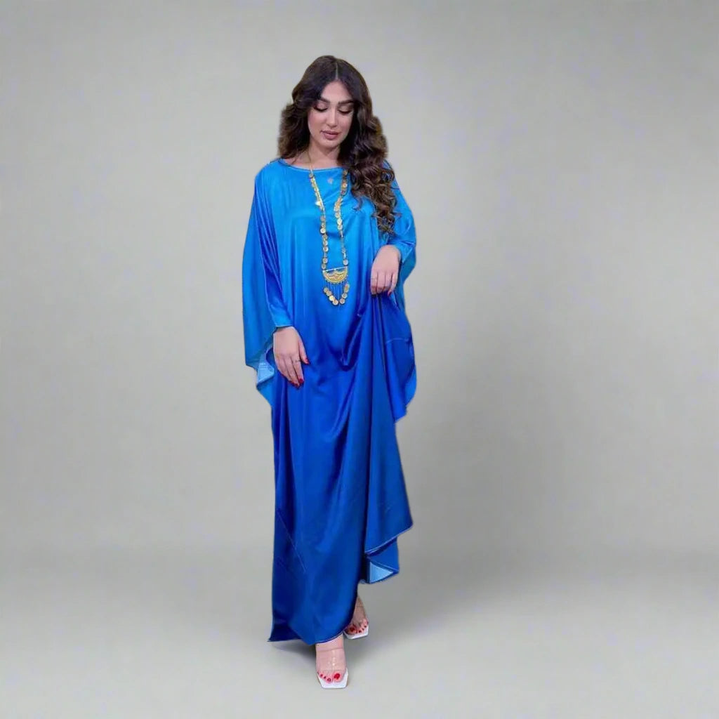 Free Size Batwing Sleeve Farasha Abaya Dress - Modest Islamic Women's Clothing for Prayer, Mosque & Special Occasions