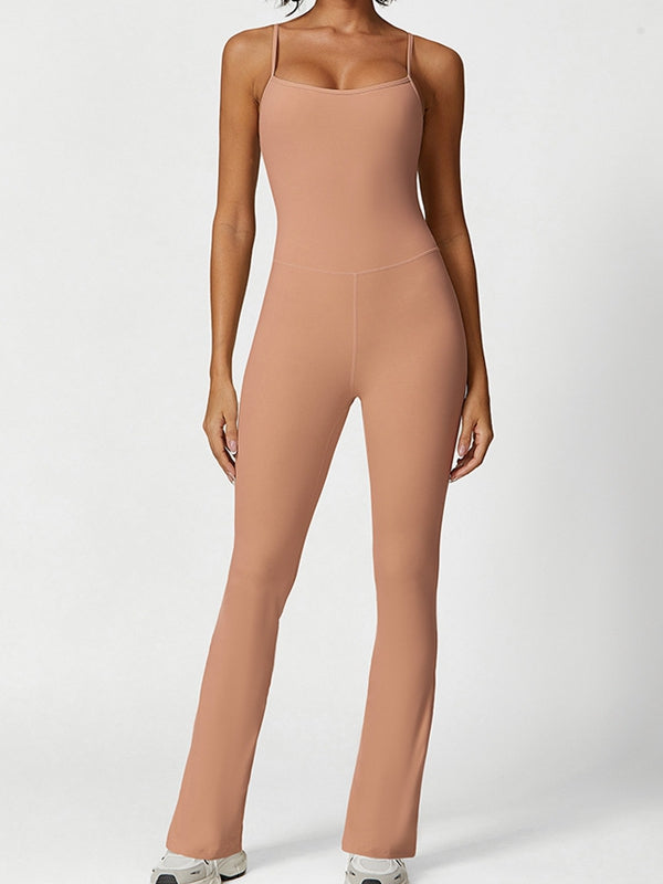 ZASUWA Women's U Neck Flare Jumpsuit - Elegant One Piece Romper for Casual Wear, Party & Night Out