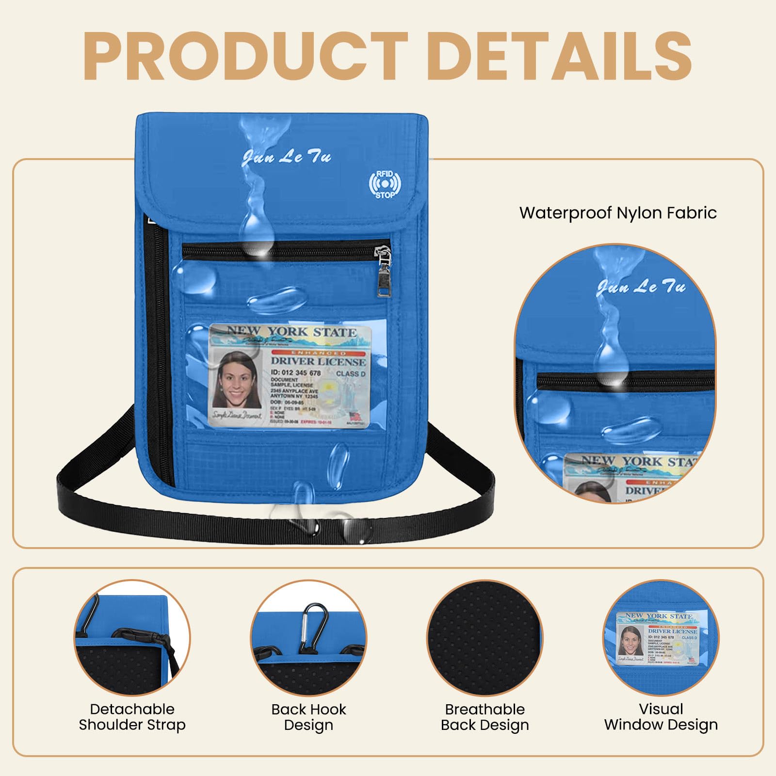 RFID Passport Holder for Travel - Waterproof Travel Wallet with Visual Window, Multifunctional Document Organizer for Men & Women | Perfect for Airports, Vacations & Business Trips (Blue)