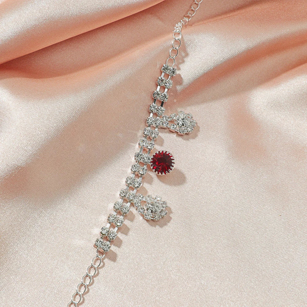 Sparkling Rhinestone Heart Pearl Anklet Chain Bracelet for Women - Elegant Adjustable Ankle Bracelet Jewelry Gift | Perfect for Weddings, Beach Parties & Summer Fashion (Style X2103)