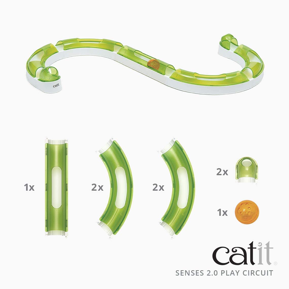 Catit Senses 2.0 Interactive Cat Toy - 8-Piece Closed-Track Ball Play Circuit for Kittens & Adult Cats of All Breeds | Indoor Entertainment & Exercise Toy for Playful Cats