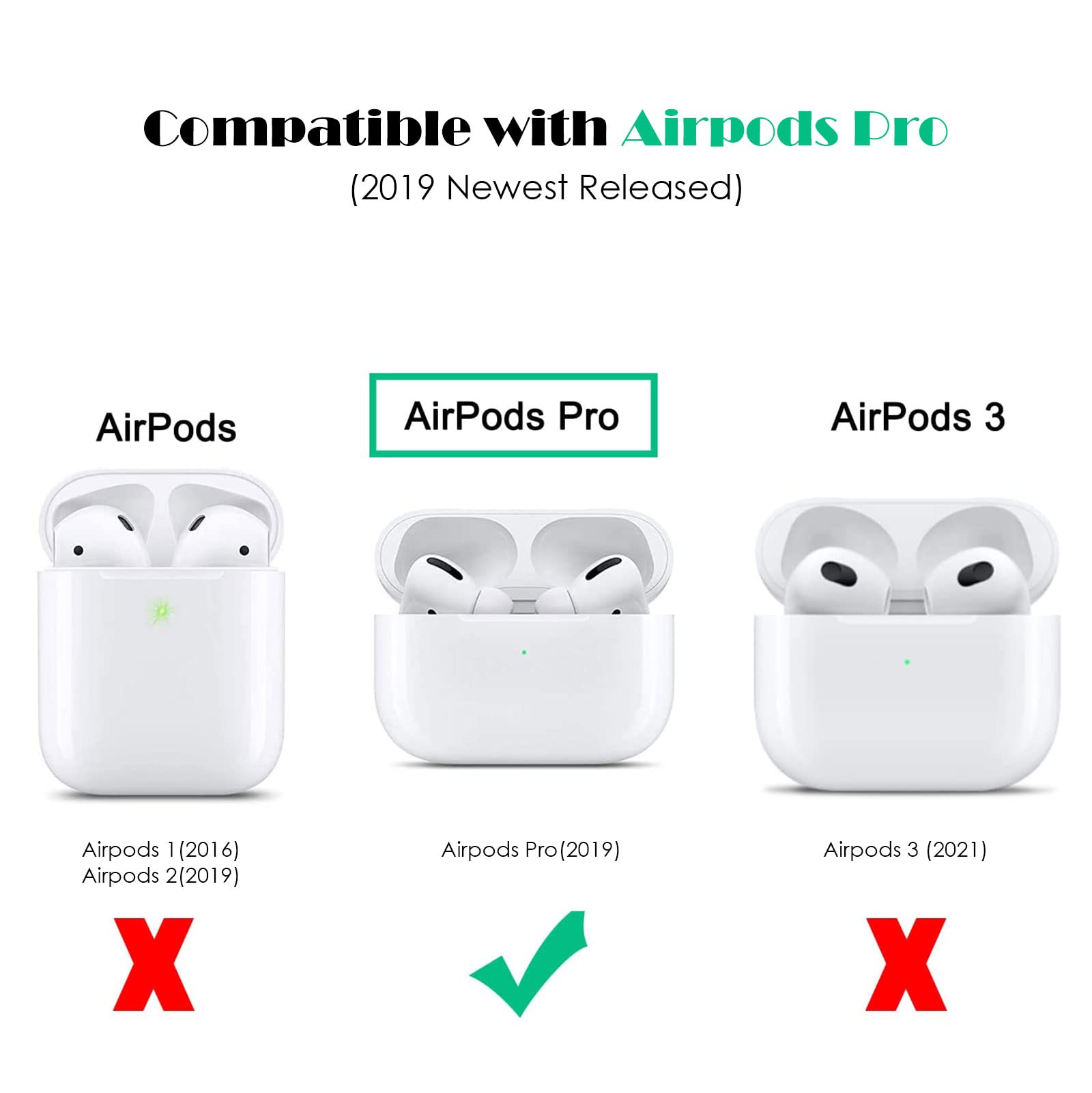 Premium Shock-Absorbing Silicone Case for AirPods Pro (2019/2021/2023) - Soft Protective Cover with Carabiner Clip & Visible LED Light - Yellow - Perfect for Gym, Travel & Everyday Use