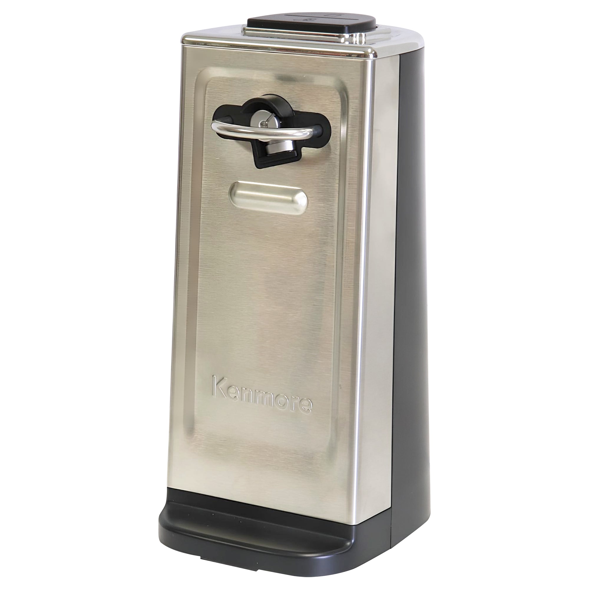 Kenmore Smooth Edge Electric Automatic Can Opener - Safe Touch Side Cut Blade, Extra Tall Design for Large Cans, Easy Operation for Regular & Pop-Top Cans, No Sharp Edges, Black & Stainless Steel - Perfect for Kitchen, Camping, and Emergency Preparedness
