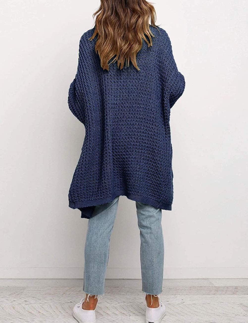MEROKEETY Women's Oversized Long Batwing Sleeve Cardigan Waffle Knit Sweater Coat - Cozy Winter Layering for Casual Outfits & Lounge Wear
