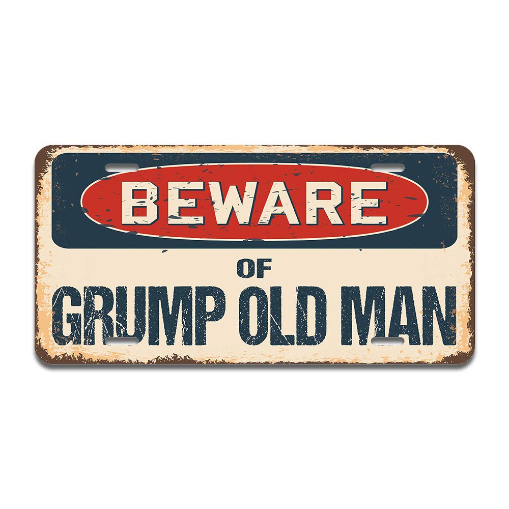 SignMission Beware of Grumpy Old Man Aluminum License Plate - 12