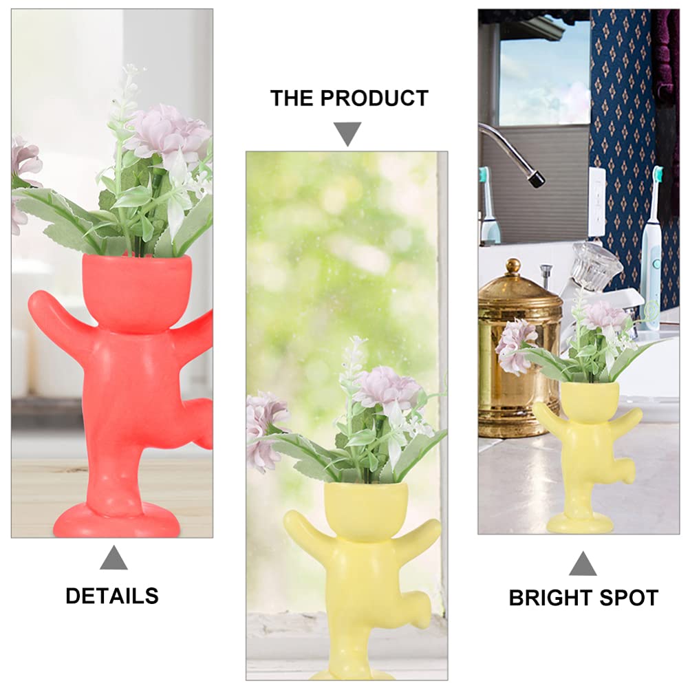 VOSAREA 2 Pack Ceramic Face Succulent Planter - Human Head Shaped Flower Pot for Plants, Cactus & Small Succulents - Home Office Desk Decor, Balcony Garden Sculpture, Unique Gift Idea for Plant Lovers