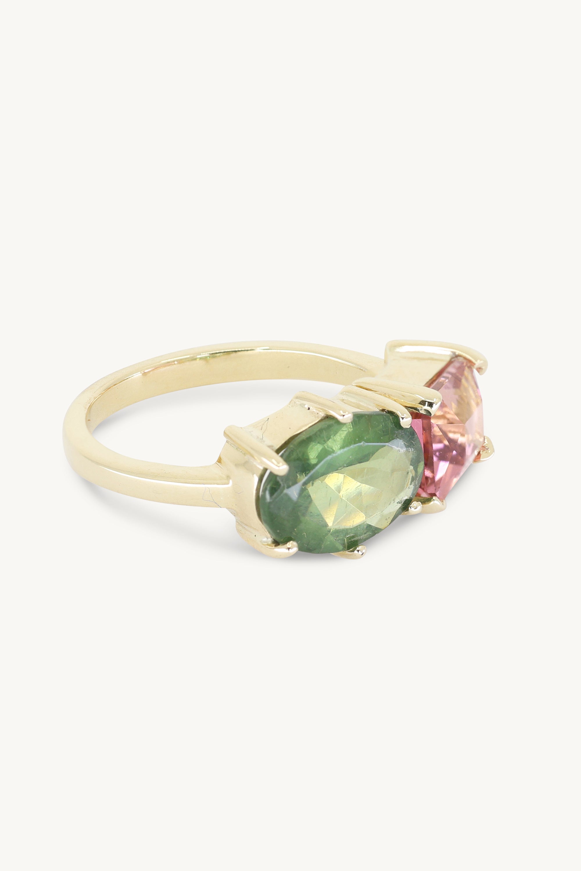 14K Yellow Gold Twin Cluster Ring for Women - Elegant Stackable Band for Engagement, Anniversary & Everyday Wear