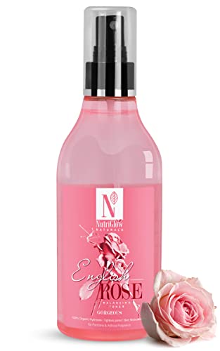 NutriGlow Naturals English Rose Balancing Toner - Tightens Pores, Hydrates & Moisturizes Skin, Paraben-Free, No Artificial Fragrance, 300ml - Perfect for Daily Skincare Routine & Sensitive Skin Care