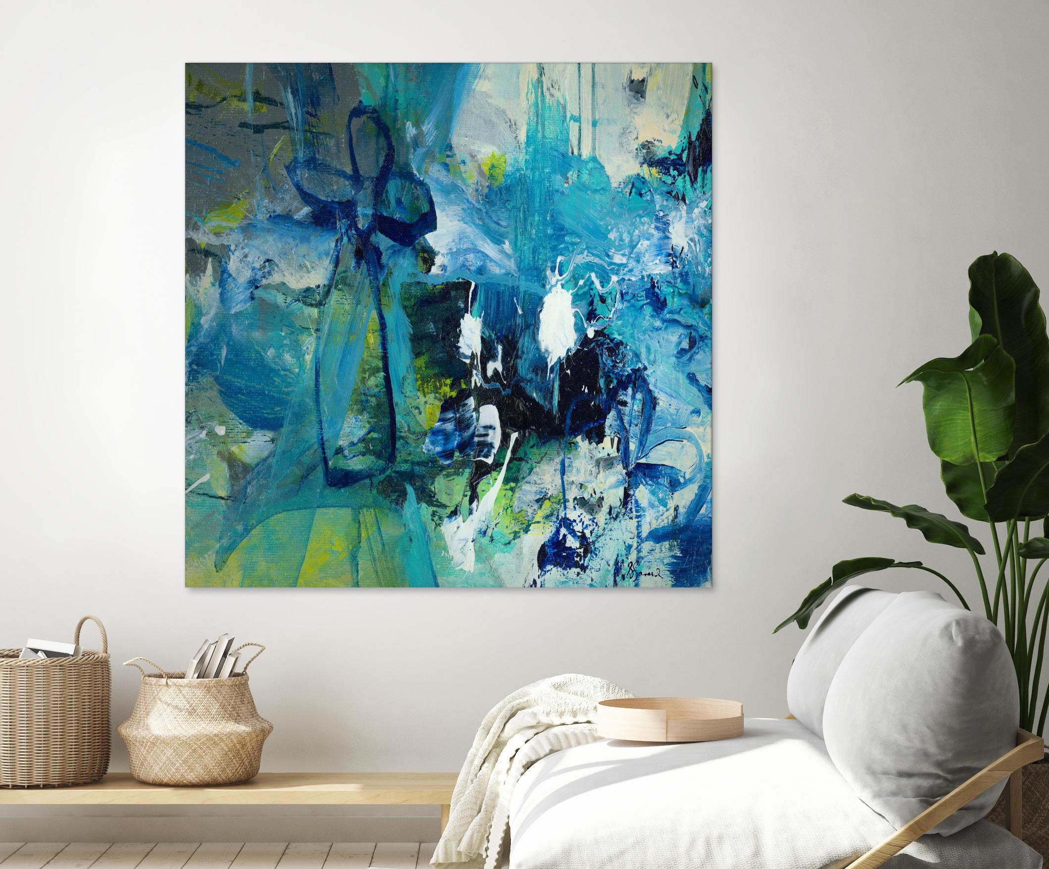 Abstract Flower Art Print - Modern Botanical Wall Decor for Living Room, Bedroom & Office - Unique Floral Painting for Home & Office Interior Design