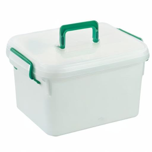 1 Pack Plastic Family First Aid Kit Box - Empty Medicine Storage Container for Home, Travel, Camping & Emergency Preparedness - White