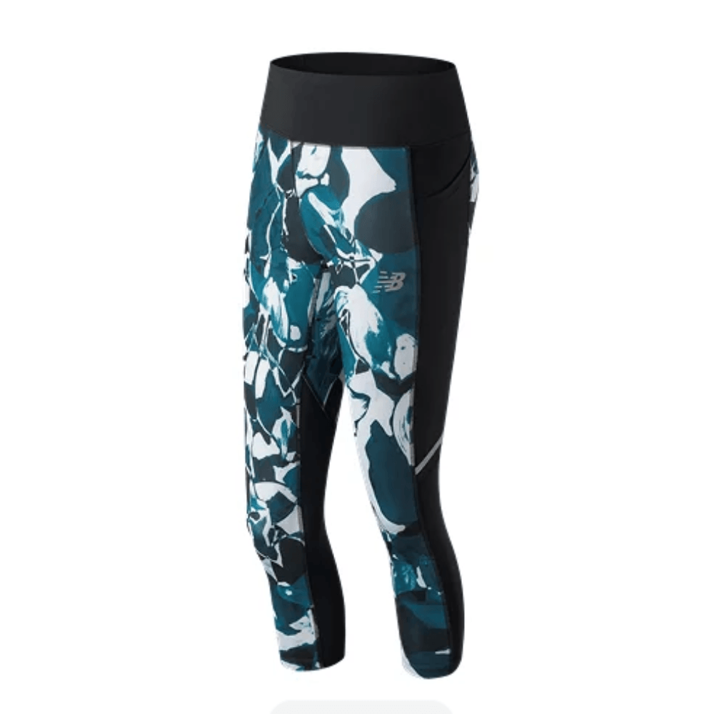 New Balance Women's Printed Impact Capri Leggings - High-Performance Workout Pants for Running, Yoga & Gym | Moisture-Wicking & Comfortable Athletic Wear