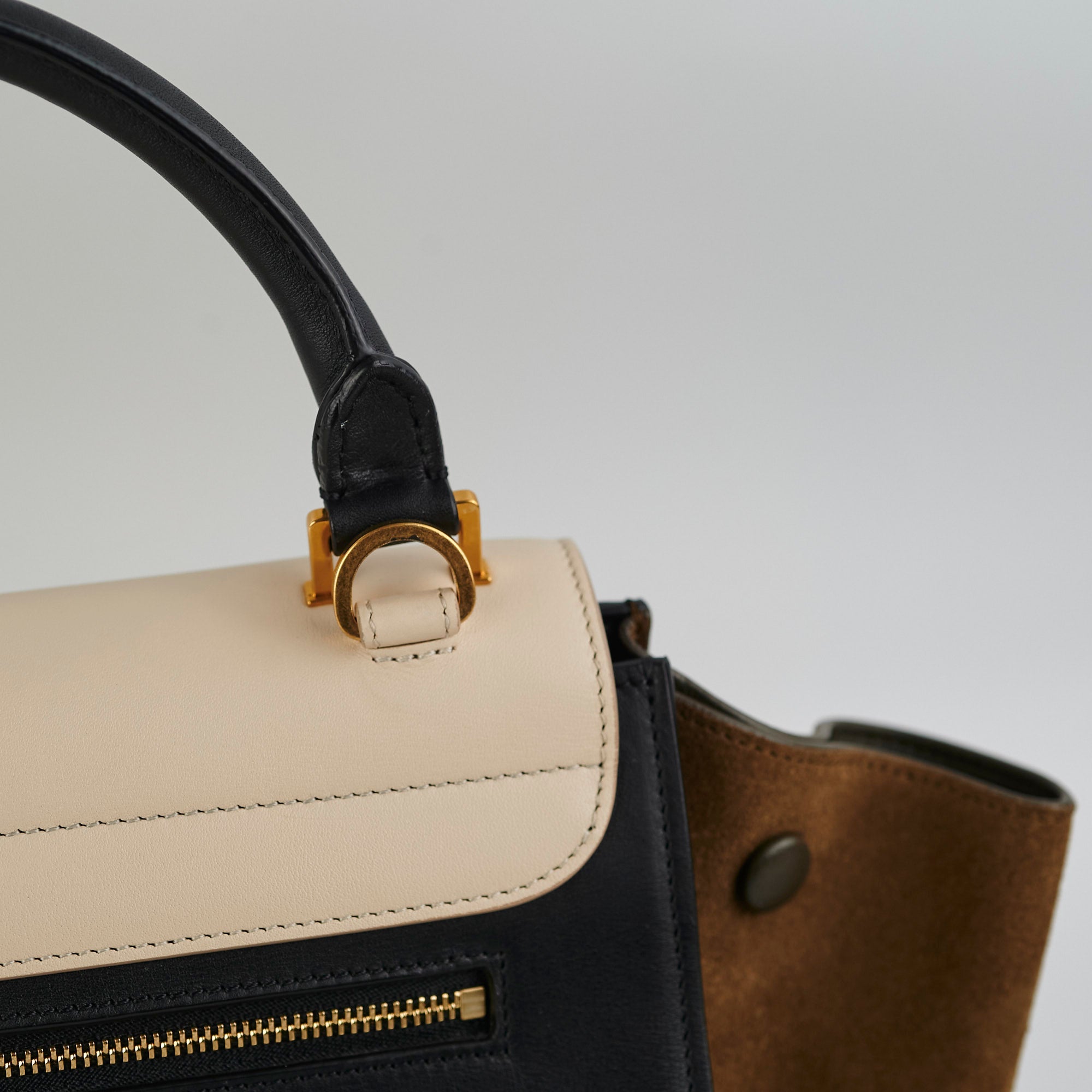 Celine Small Trapeze Handbag in Black, Green & Cream - Luxury Crossbody Bag for Women | Perfect for Work, Travel & Evening Events