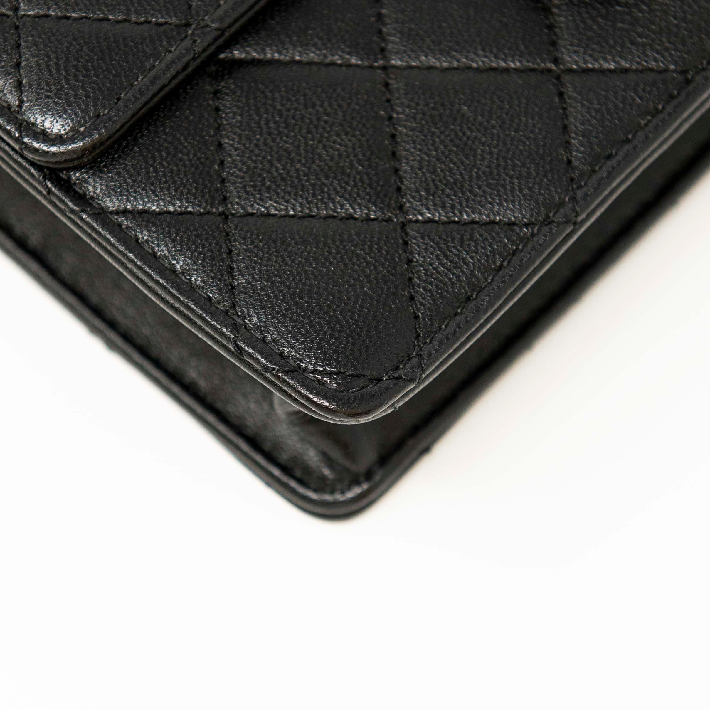 Chanel Black Lambskin Quilted Bag with Pearl CC Logo - Luxury Crossbody Flap Purse for Women, Perfect for Evening Parties & Date Nights