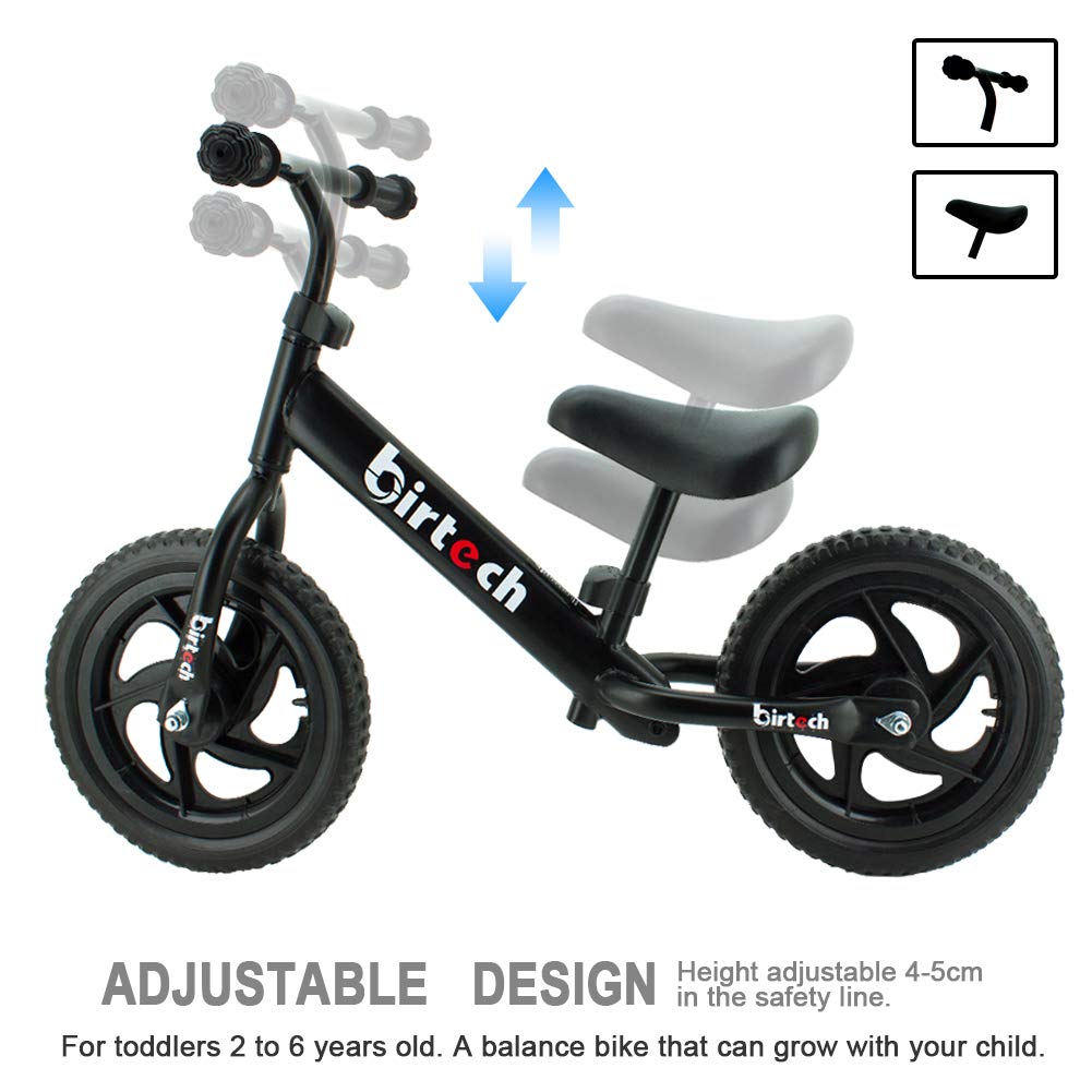 **12 Inch Balance Bike for Toddlers 2-5 Years Old - Adjustable Seat Height, Airless Tires, No Pedal Training Bicycle for Boys & Girls - Perfect for Indoor & Outdoor Play, Learning to Ride**