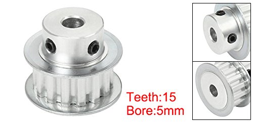 uxcell Aluminum 15 Teeth 5mm Bore 5.08mm Pitch Timing Belt Pulley for 10mm Belt - High Precision Power Transmission Component for 3D Printers, CNC Machines & Industrial Equipment