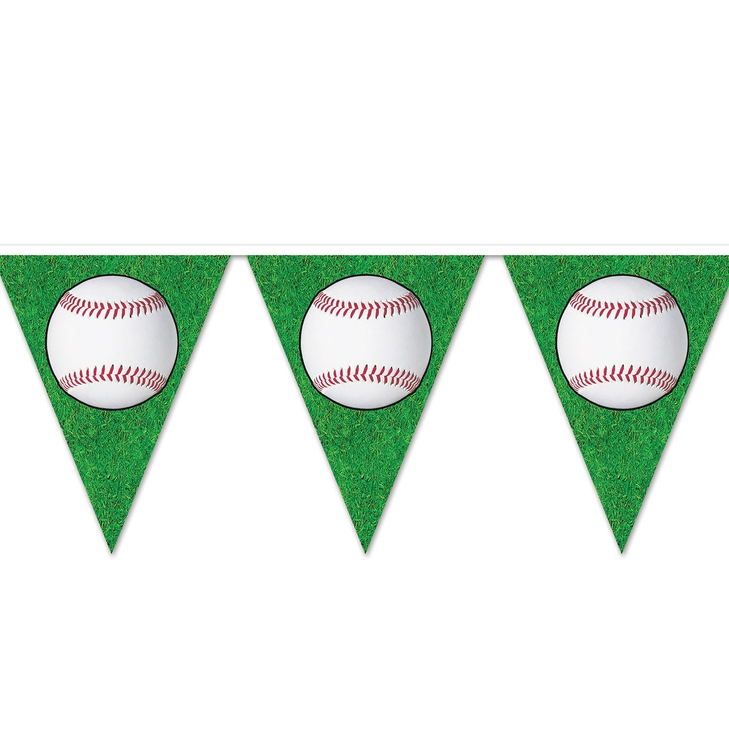 12 Pack Beistle Baseball Party Pennant Banner - Colorful Sports Decorations for Baseball Games, Birthday Parties & Home Decor (12 Feet) - Perfect for Game Room, Sports Themed Events & Fan Cave Decor