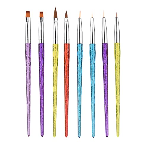 8pcs Professional Nail Art Brushes Set - Acrylic UV Gel Builder Brushes for Nail Painting, Drawing & DIY | Perfect for Salon, Home Manicure & Nail Art Designs