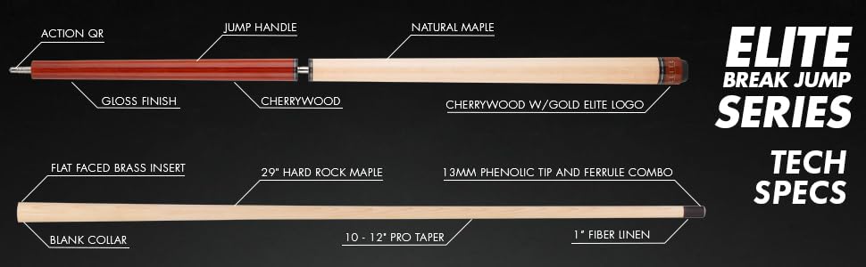 Elite ELBJC Break/Jump Pool Cue - Premium Cherrywood & Maple Construction for Professional Billiards Players | Perfect for Tournament Play & Home Game Rooms