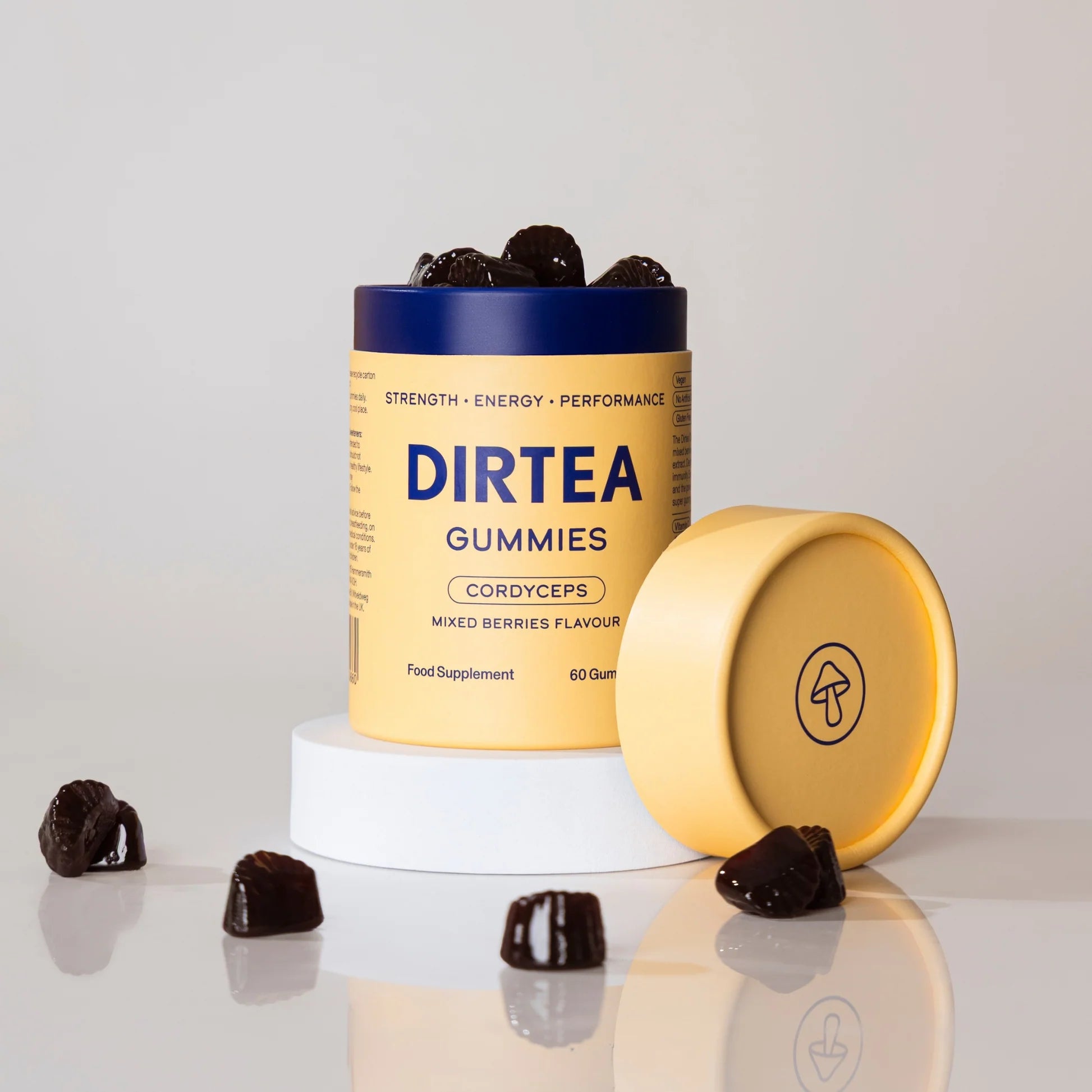 DIRTEA Performance Gummies with Cordyceps Mushroom Extract - Natural Energy & Stamina Booster for Athletes, Fitness & Workout Recovery