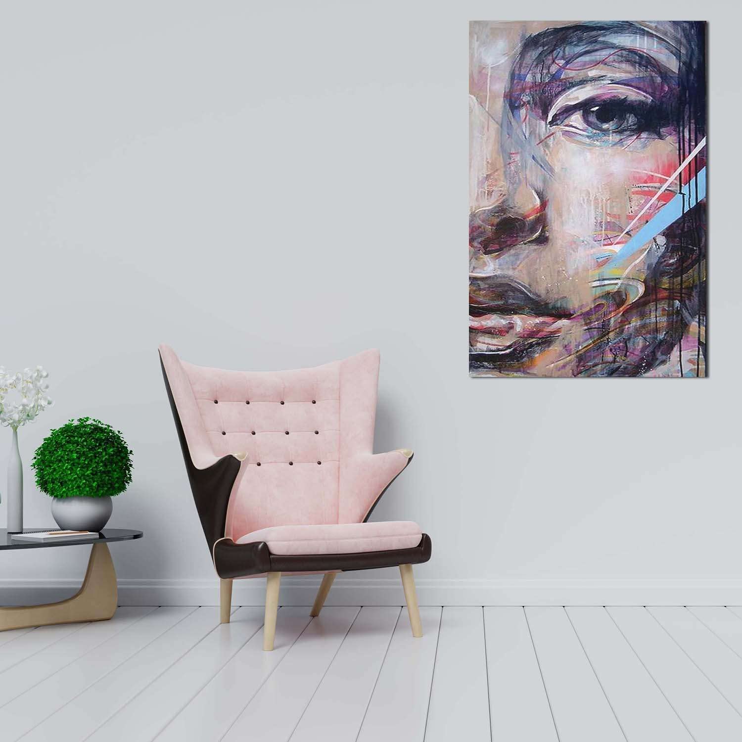 Modern Abstract Purple Canvas Wall Art - 24x36 Inch Stretched Ready to Hang Painting, Unique Luminous Home Decor for Bedroom & Living Room | Perfect for Contemporary Interior Design & Housewarming Gifts