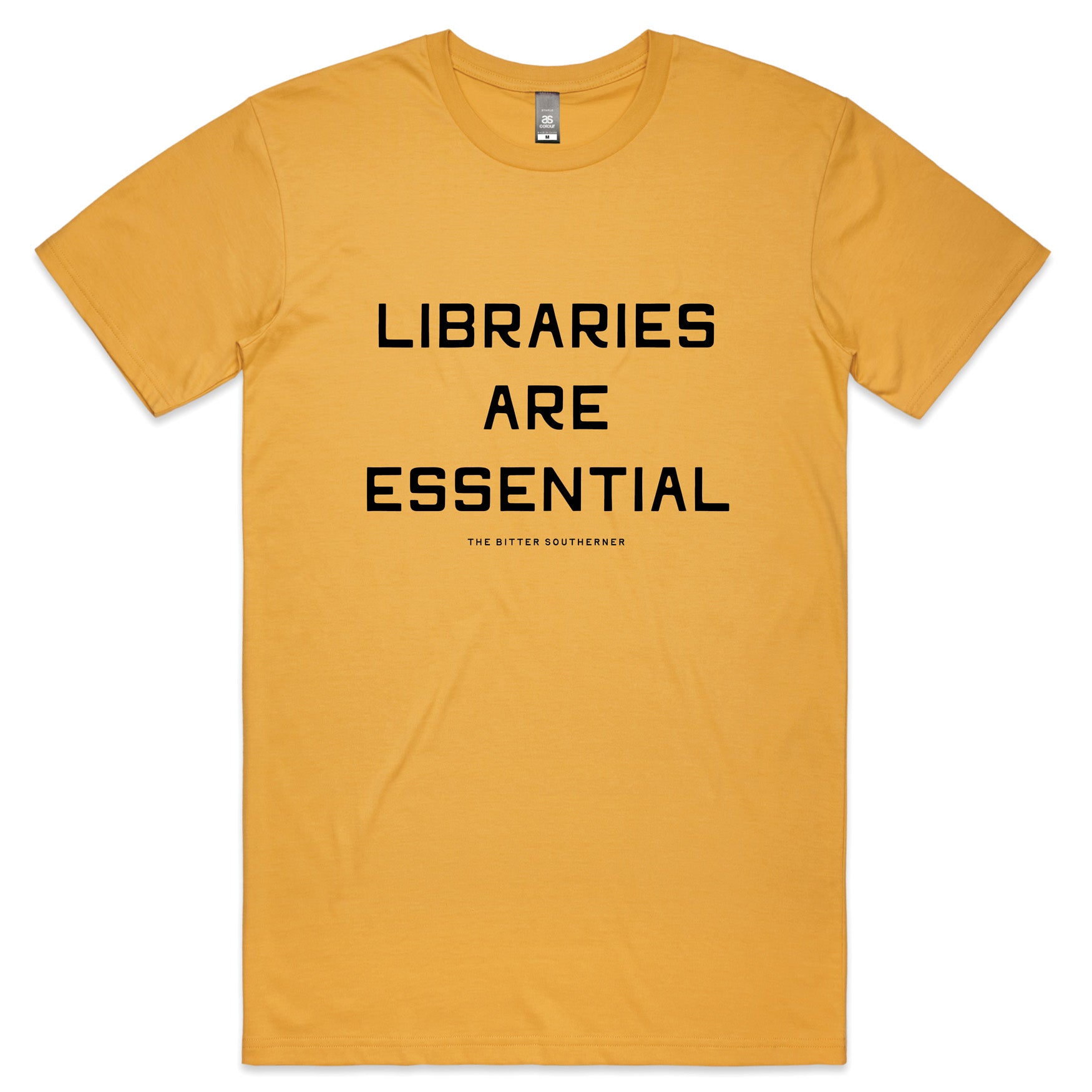 Libraries Are Essential T-Shirt (Mustard Yellow) - Comfortable Cotton Tee for Book Lovers, Librarians & Reading Enthusiasts - Perfect for Library Visits, Book Clubs & Literary Events