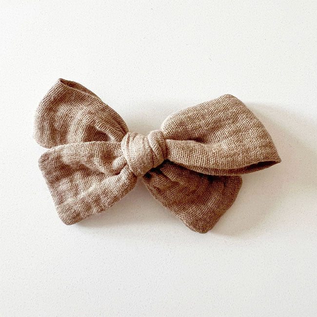 Bohemian Baby Muslin Hair Bow Clip - Soft Cotton Headband for Girls & Toddlers - Perfect for Parties, Photography & Everyday Style