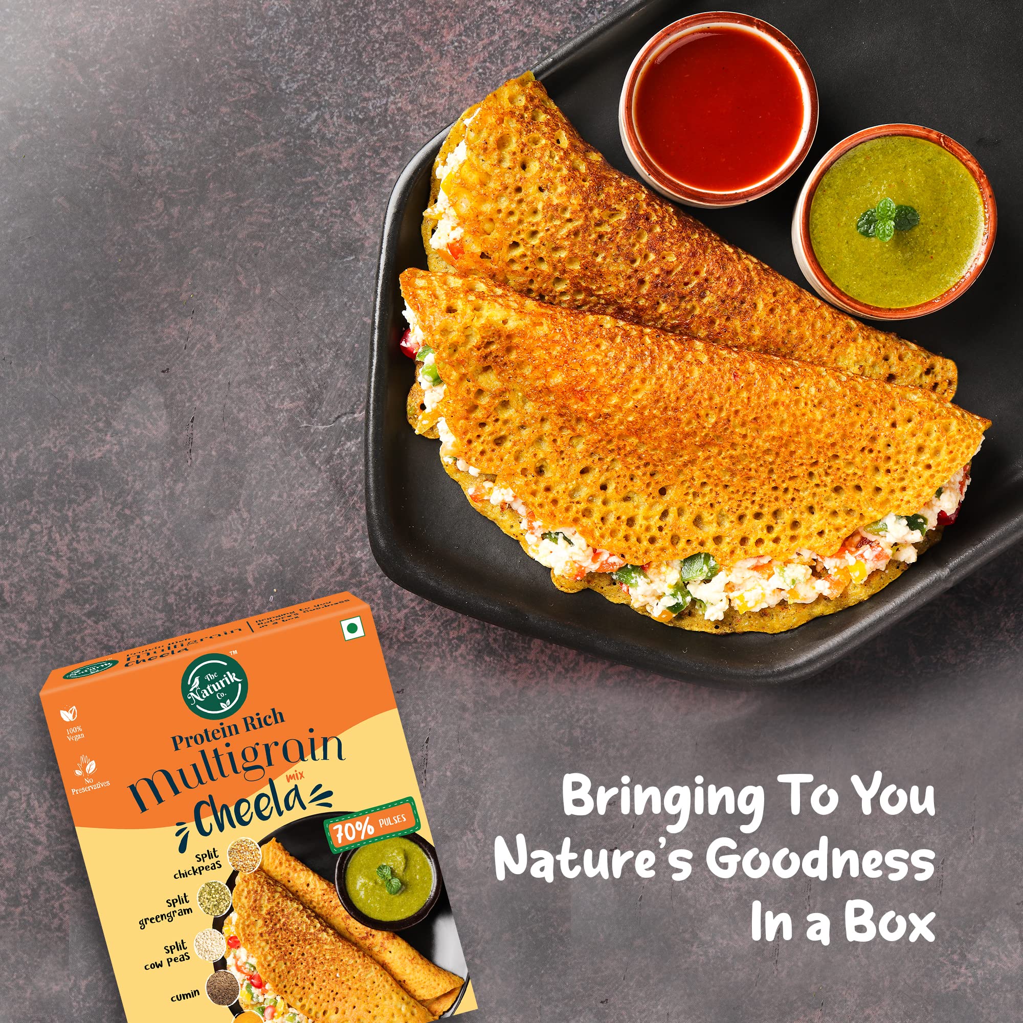 The Naturik Co Ragi & Multigrain Cheela Mix Combo 250g (Pack of 2) - Ready to Cook Instant Dosa/Chilla Mix | Healthy Breakfast & Snack for Kids & Adults | Gluten-Free Multigrain Pancake Mix | Perfect for Quick Meals, Office Lunch & Family Gatherings | As Seen On Shark Tank