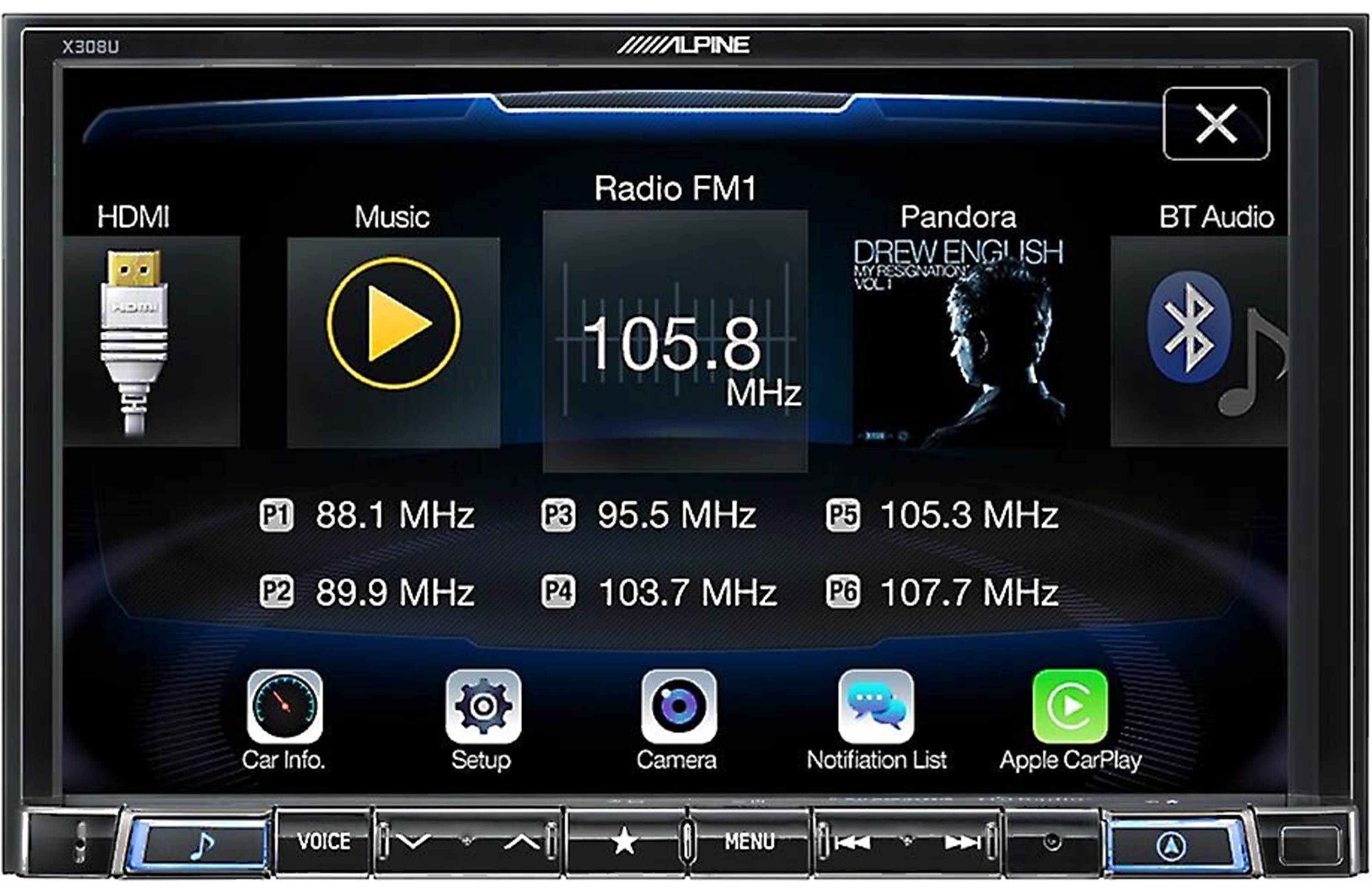 Alpine X308U 8-Inch Mech-Less Car Stereo with Apple CarPlay & Android Auto - GPS Navigation, Bluetooth, HD Radio - Perfect for Road Trips & Daily Commutes