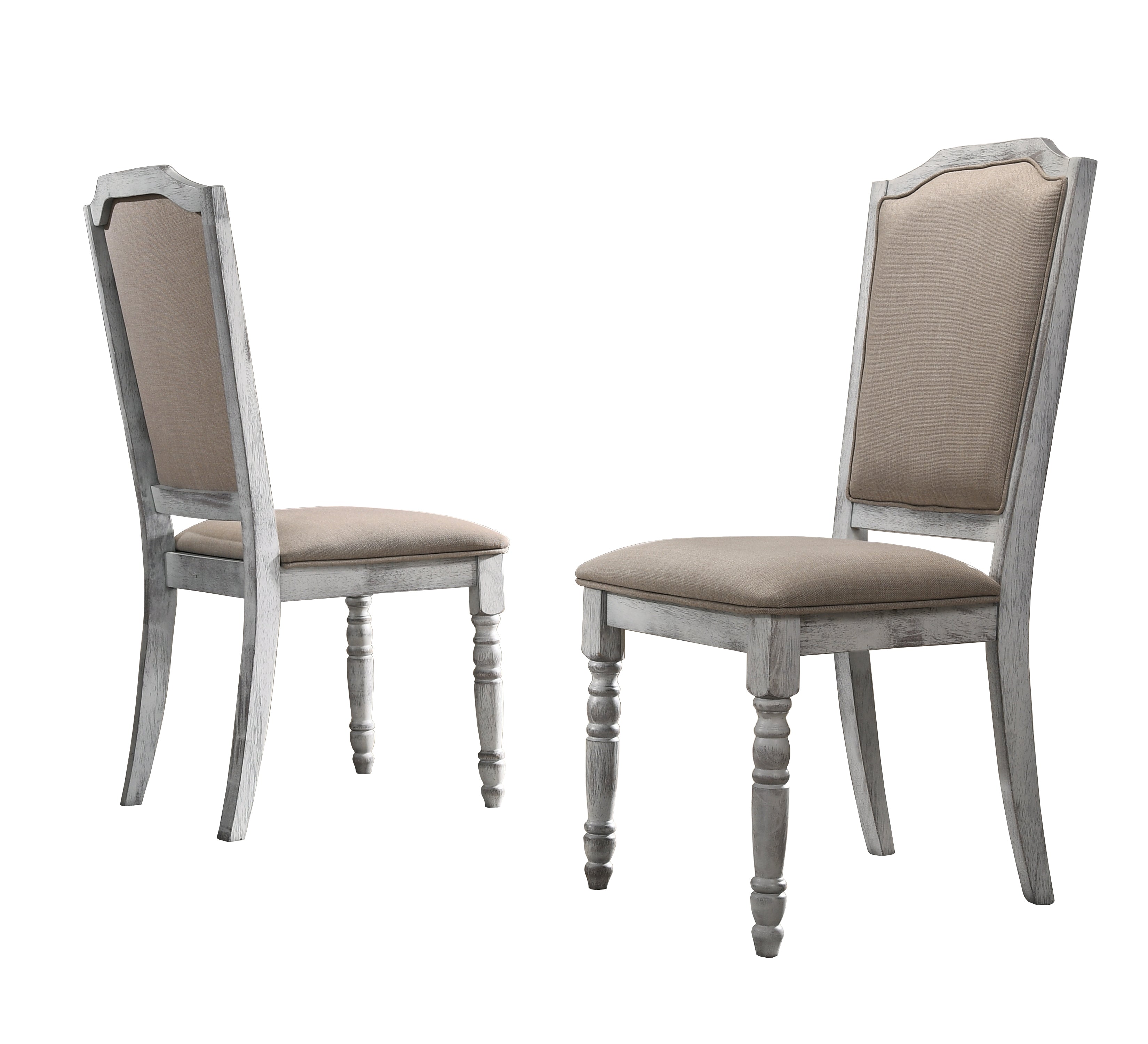 Roundhill Furniture Iris Turned Leg Wood Dining Chair Set of 2 - Solid Wood Kitchen Chairs with Upholstered Seat - Perfect for Dining Room, Kitchen, Breakfast Nook & Home Decor