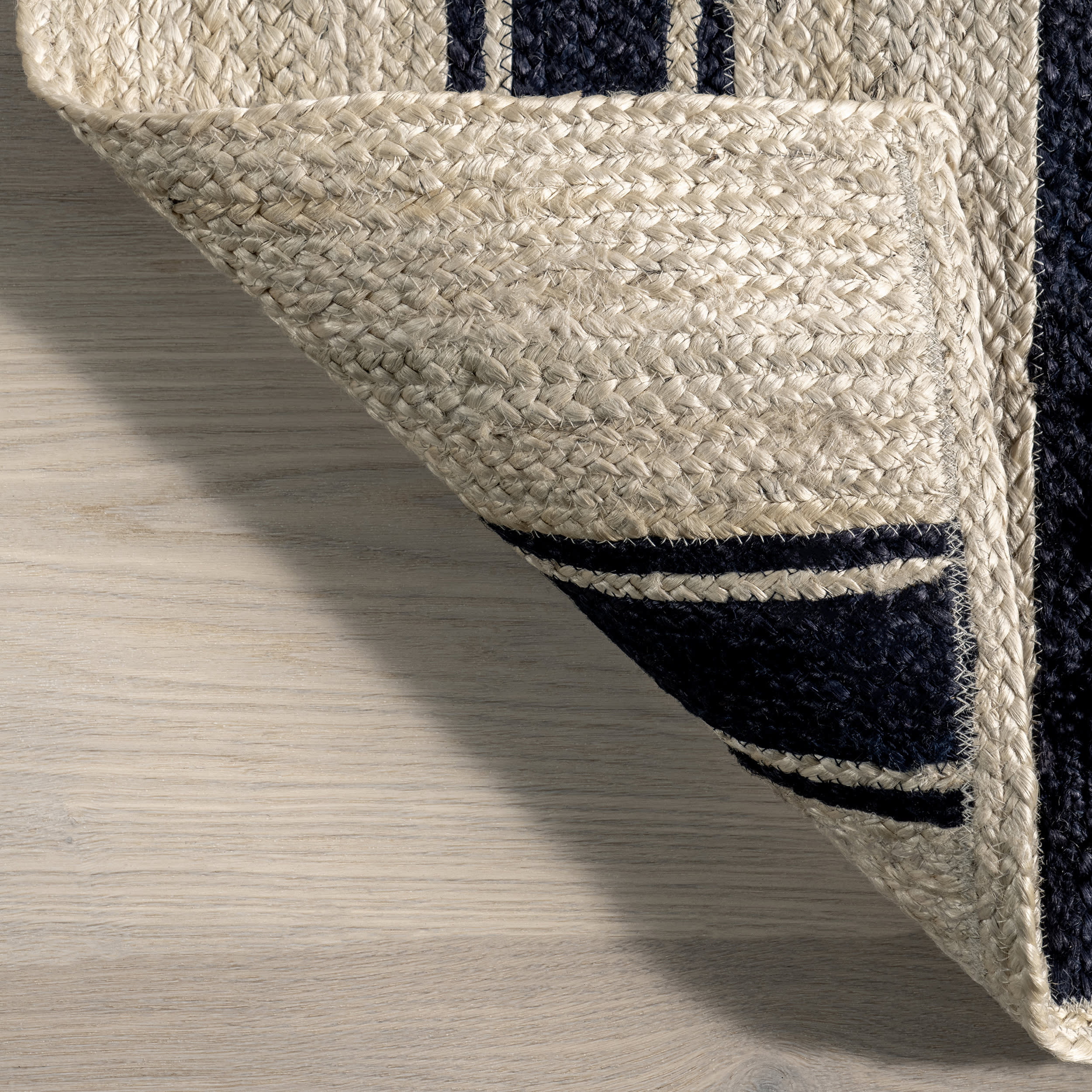 Calathea Striped Jute Rug - Navy Blue Natural Fiber Floor Mat for Living Room, Bedroom & Boho Decor | Eco-Friendly Home Accent
