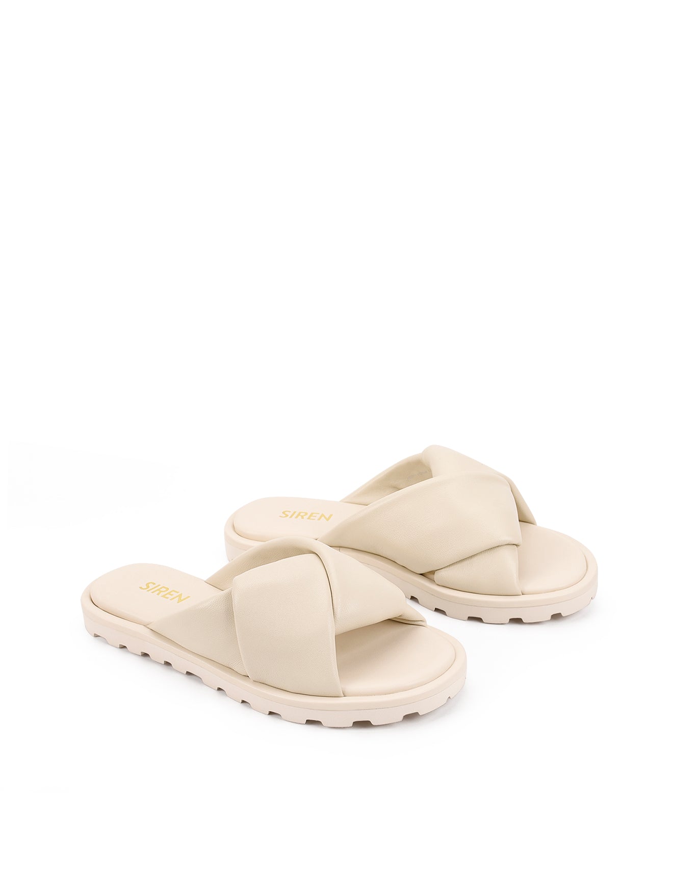 Westy Puffy Slides - Beige Leather Comfortable Slippers for Men & Women - Perfect for Home, Spa, and Indoor Relaxation