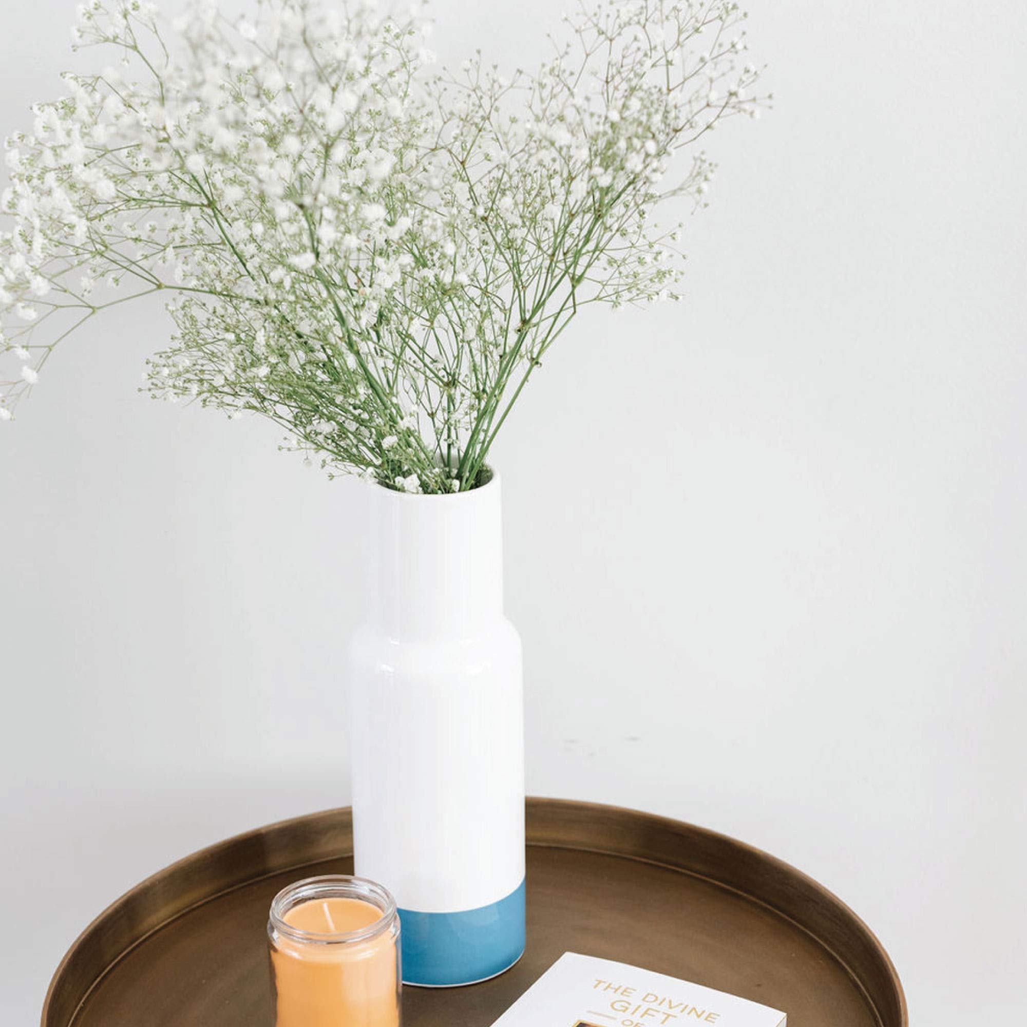 Large Blue Ceramic Vase for Farmhouse Decor - Handcrafted Rustic Flower Vase for Table Centerpiece, Shelf Display & Home Accents - Perfect for Living Room, Dining Table & Wedding Decor