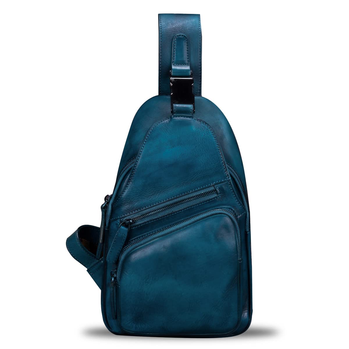 IVTG Genuine Leather Sling Bag for Men & Women - Handmade Crossbody Chest Shoulder Backpack - Perfect for Motorcycle Riding, Travel & Everyday Use