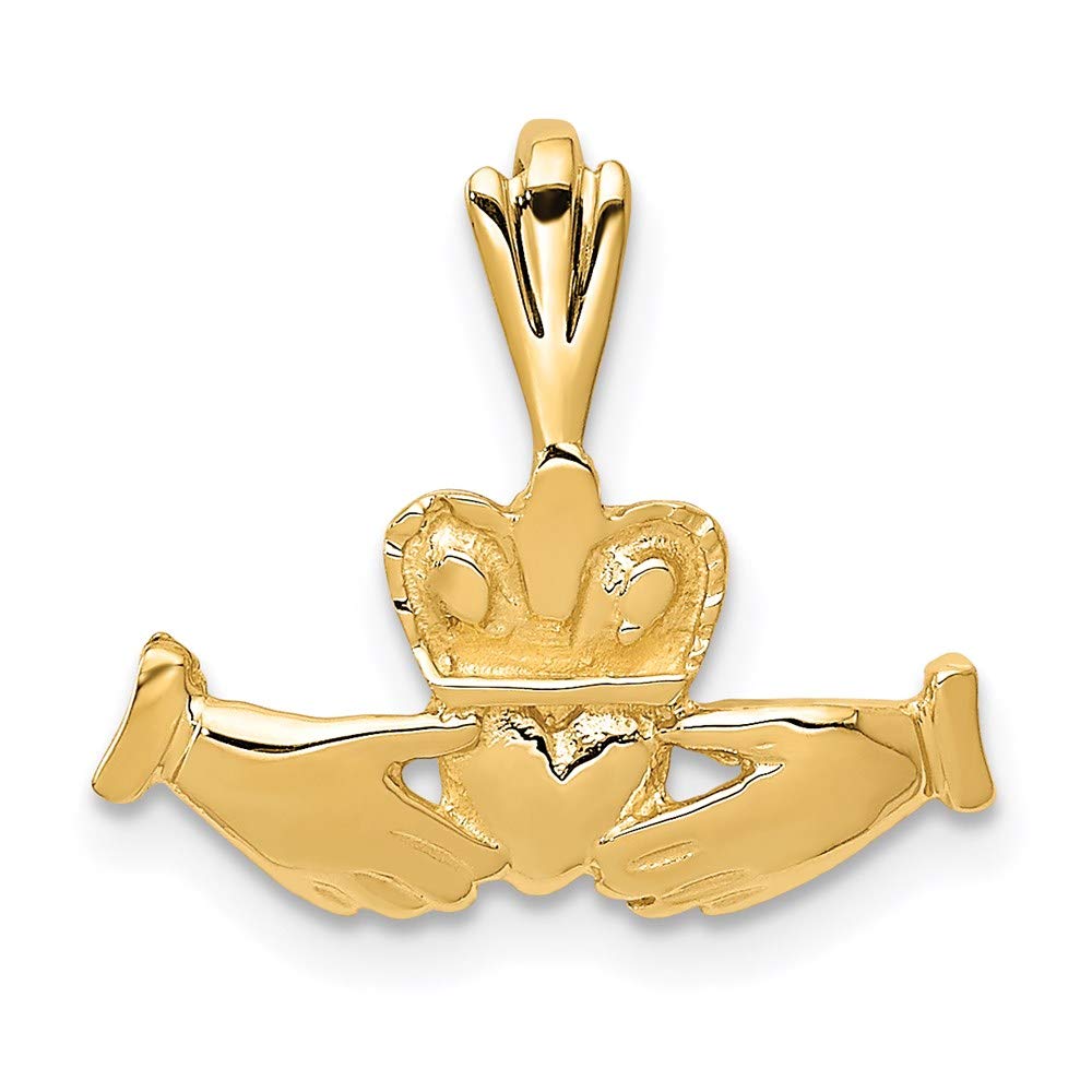 The Black Bow 14k Yellow Gold Claddagh Pendant, 16mm (5/8 inch) - Perfect for Irish Heritage Gifts & Special Occasions