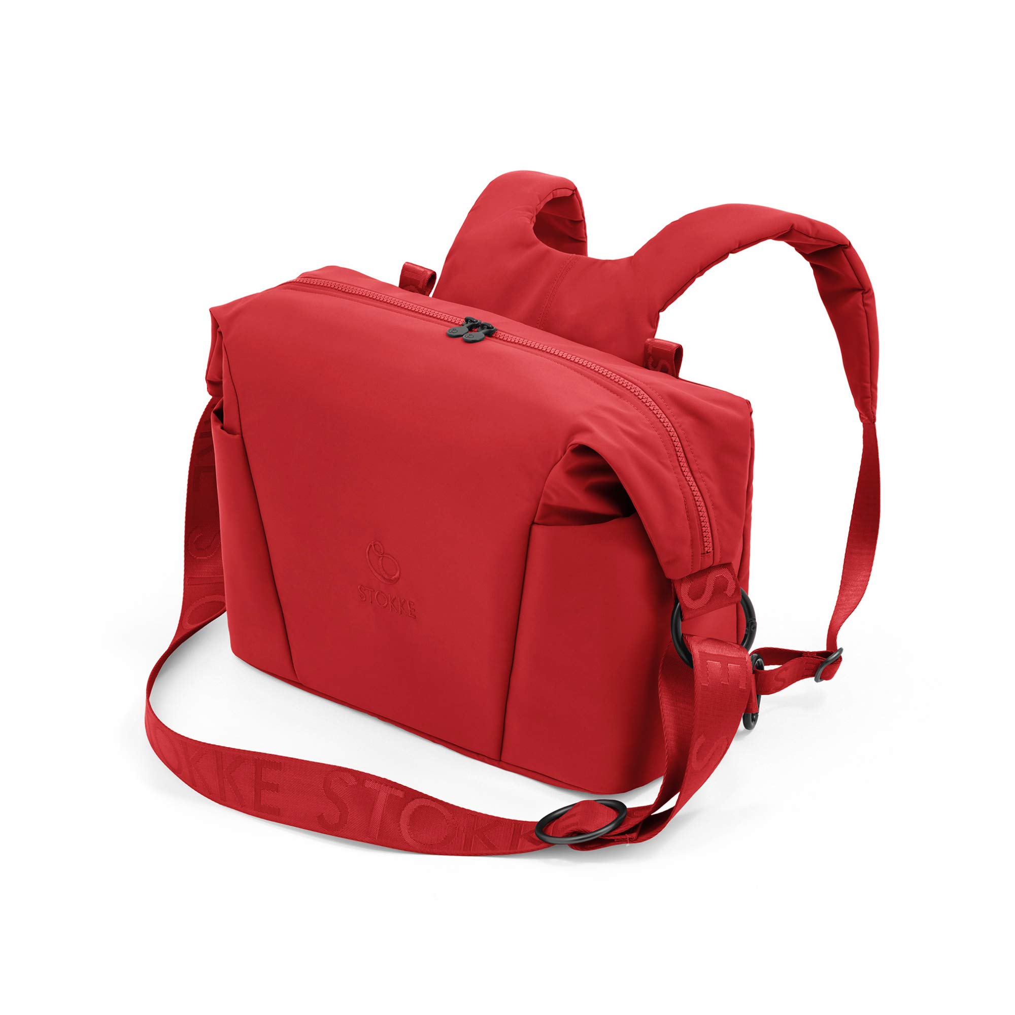 Stokke Xplory X Premium Diaper Bag in Ruby Red - Convertible Shoulder Bag & Backpack with Foldable Changing Mat - UPF 50+ Sun Protection, Water Repellent & Easy Clean - Perfect for Travel, Baby Care & On-the-Go Parents