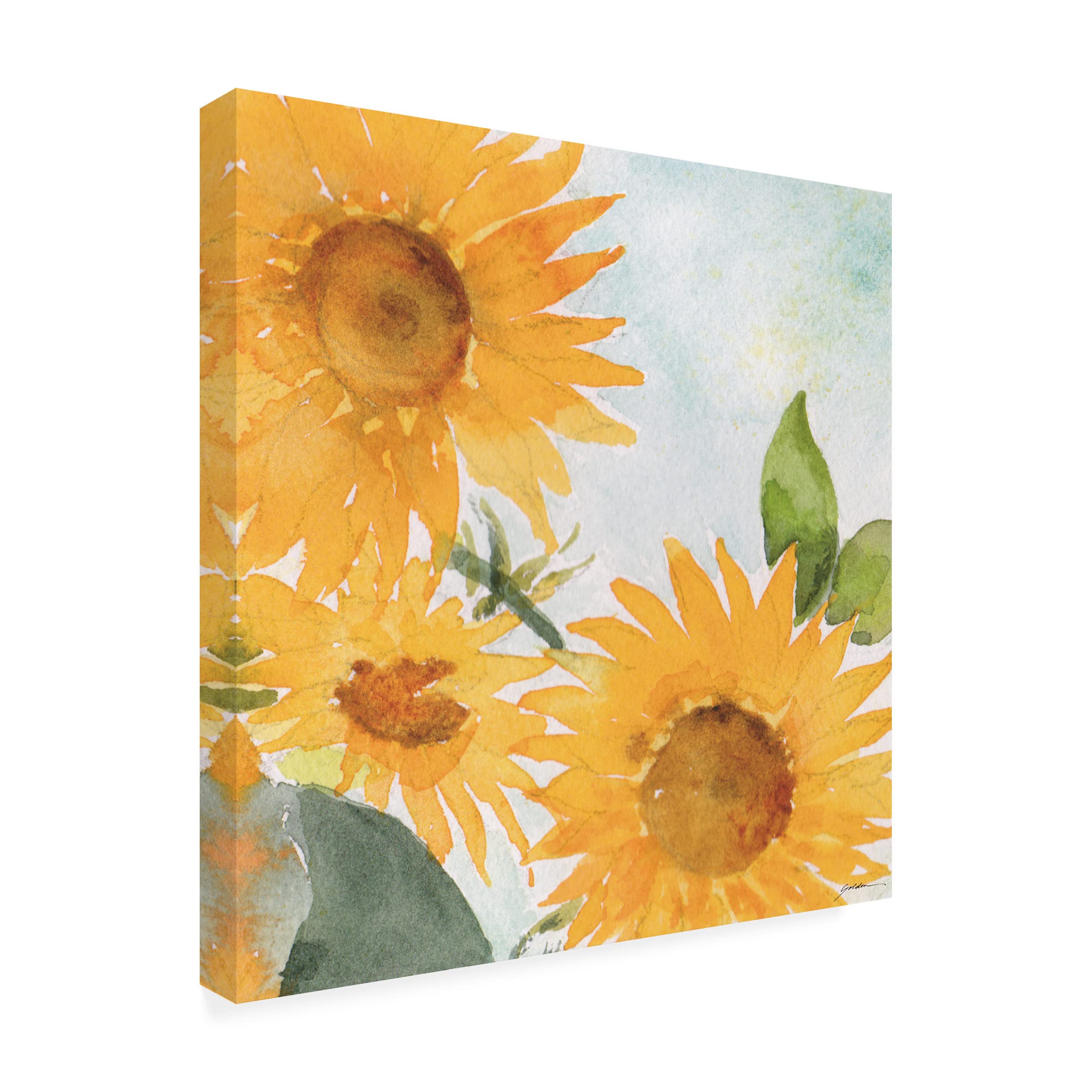 Sunflowers Against The Sky Canvas Wall Art by Sheila Golden - Handmade Floral Painting for Living Room, Bedroom & Office Decor