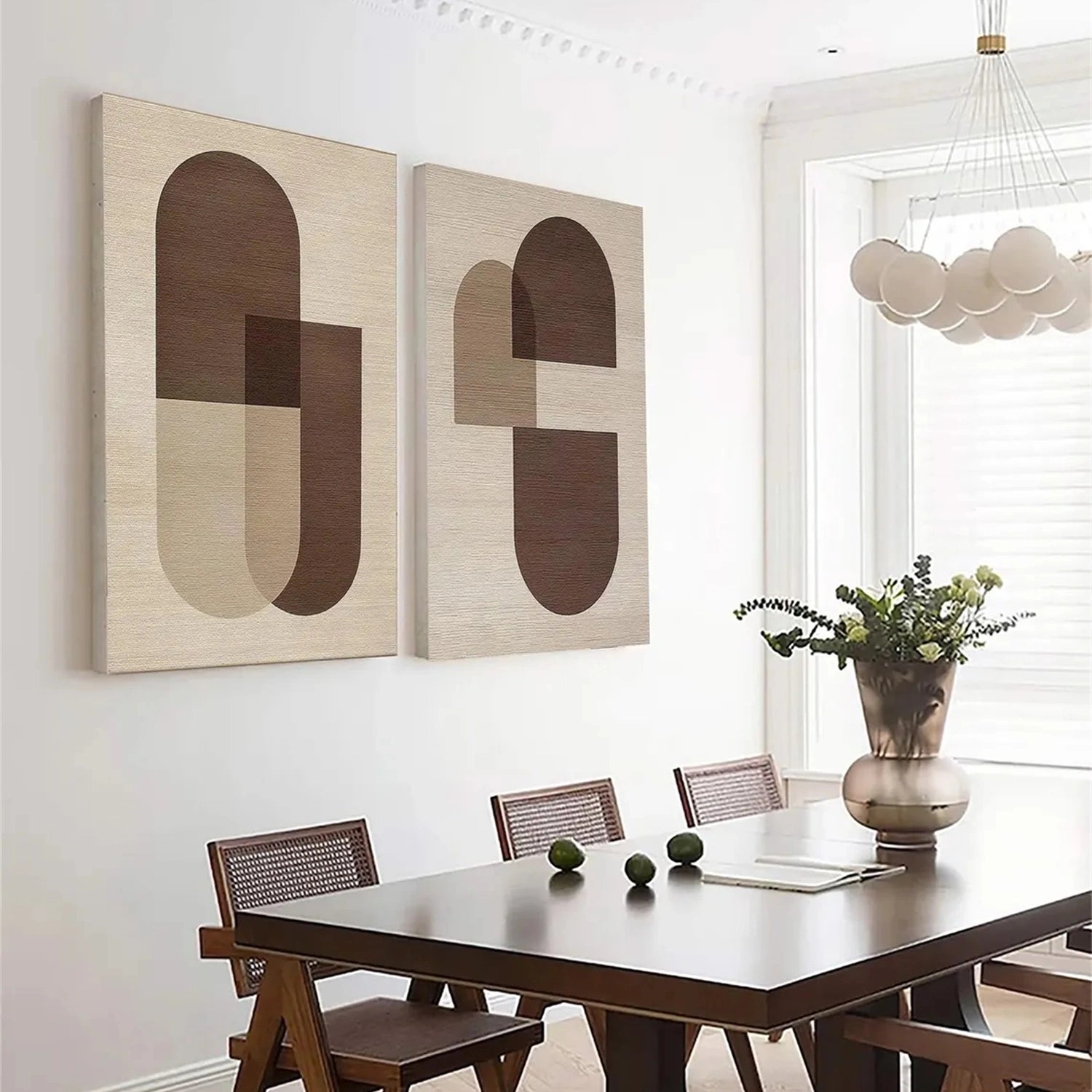Abstract Beige & Brown Wall Art Set of 2 - Modern Canvas Paintings for Living Room, Bedroom & Office Decor #BB118