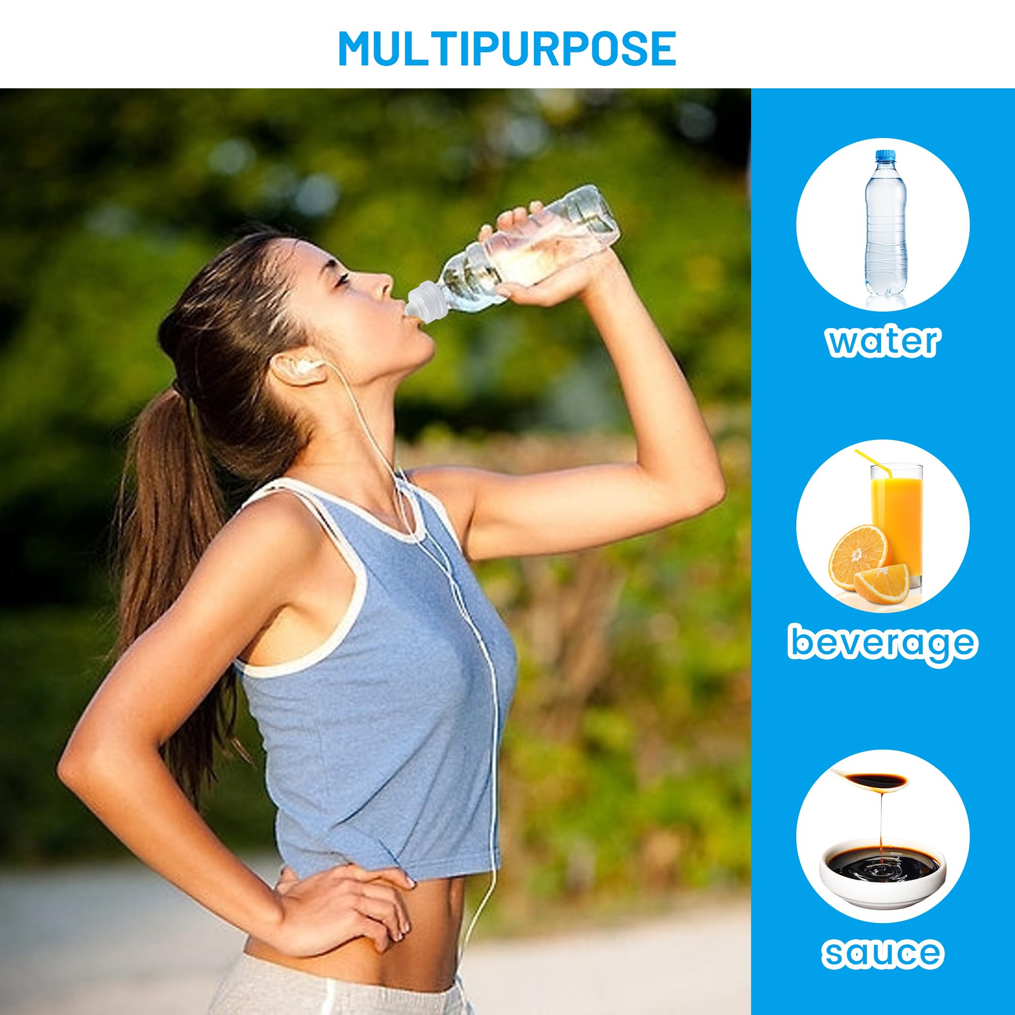 28mm Push Pull Cap - Replacement Water Bottle Flip Top Lids with Seal Tab for Smart Bottles & Soda Bottles (10 Pack) - Ideal for Gym, Hiking, Travel & Outdoor Activities