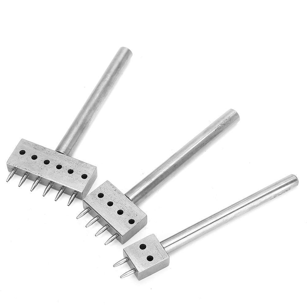 Professional Leather Stitching Tool Set - 3pcs Spacing Hole Puncher with Interchangeable Prong Heads (8mm) for DIY Leather Craft, Lacing & Repair | Perfect for Belts, Wallets & Handmade Leather Goods