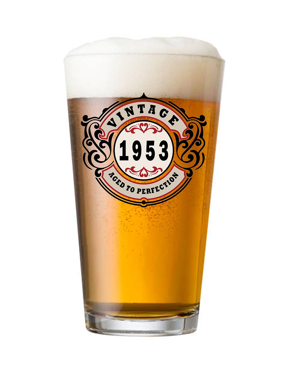 Vintage 1953 72nd Birthday Gift for Men - 16oz Beer Glass with Unique Design, Perfect for Dad's Milestone Celebration - Great for Parties, Retro Decor & Beer Lovers