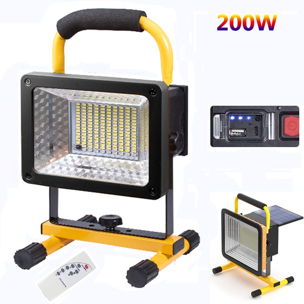 200W Super Bright LED Construction Work Light with Remote Control - Rechargeable 13200mAh Battery, 3 Lighting Modes, IPX6 Waterproof - Portable Outdoor Floodlight for Job Sites, Camping, Emergency & Night Work