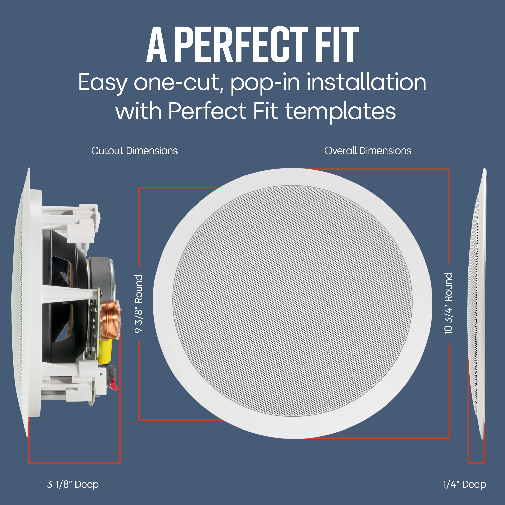 Polk Audio RC80i 2-Way Premium 8-Inch In-Ceiling Speakers (Pair) - High Performance, Moisture-Resistant for Bathroom, Kitchen & Outdoor Use - Perfect for Home Theater & Whole House Audio (White, Paintable Grille)