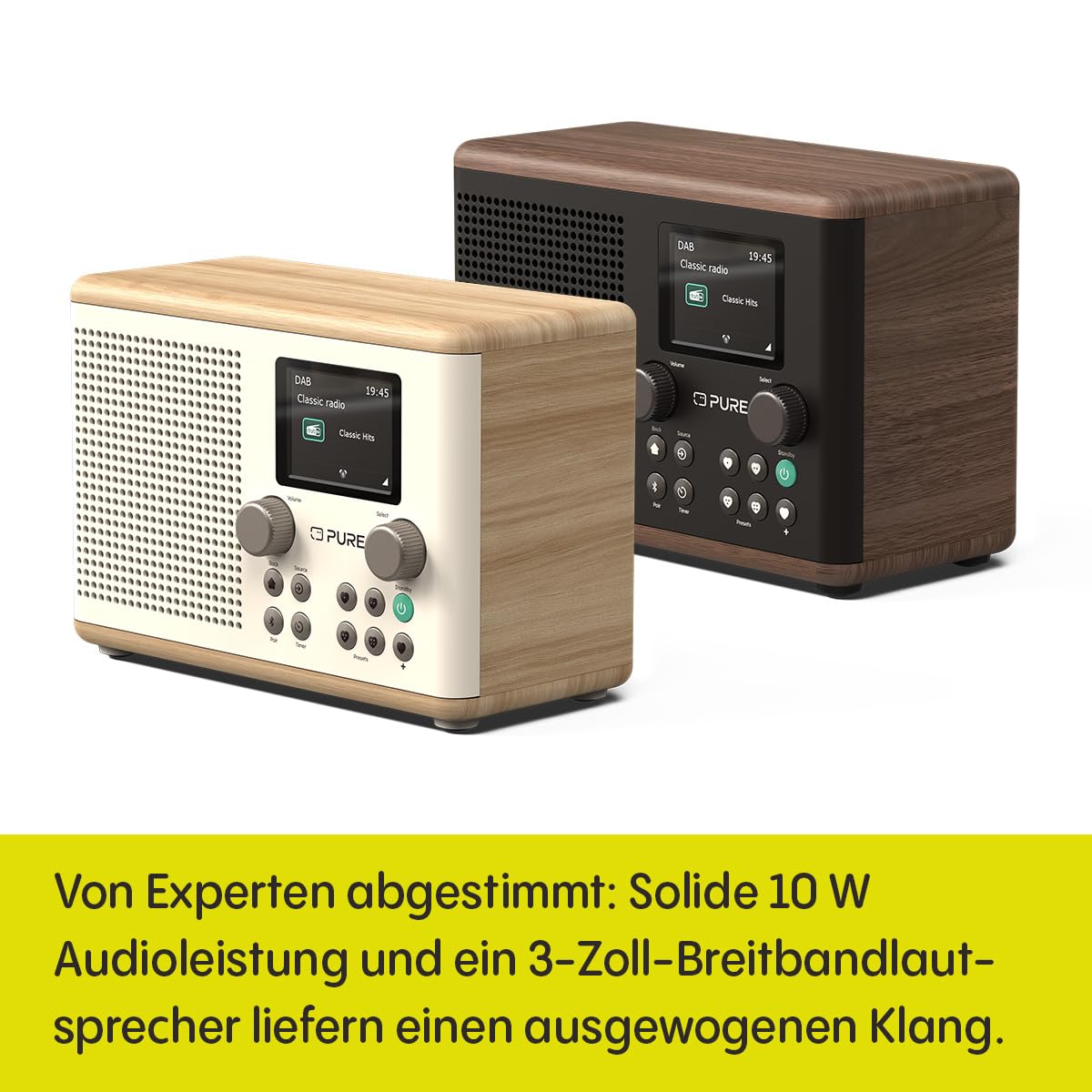 Pure Classic H4 Digital Kitchen Radio with Dab+/FM, Bluetooth, USB & AUX - Kitchen Timer & Alarm Clock - Black Coffee/Walnut Finish - Perfect for Cooking, Baking & Morning Routines
