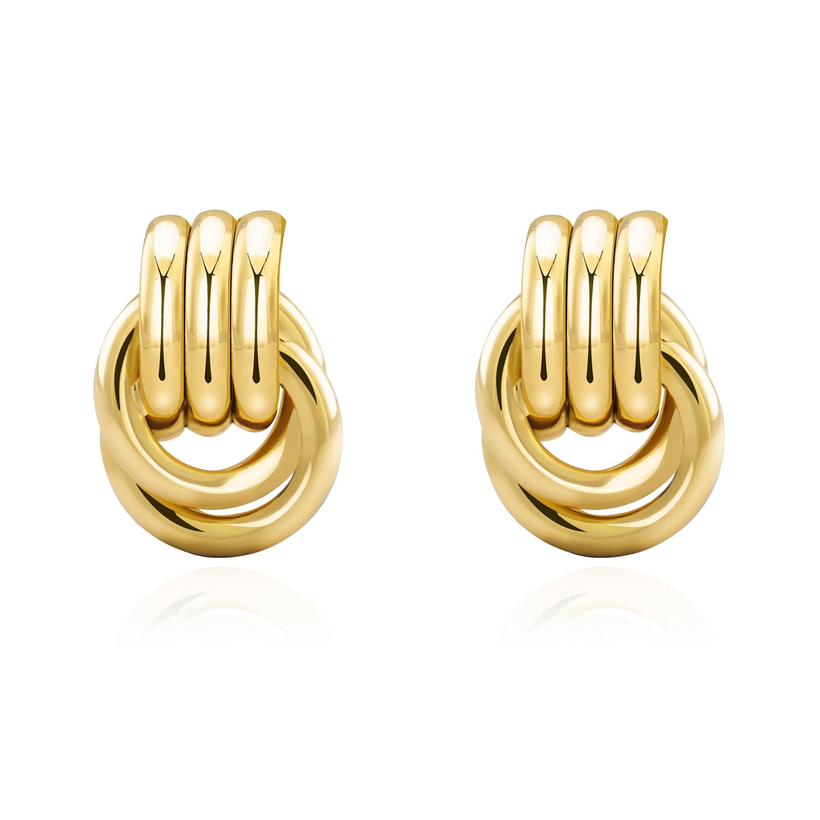 Chunky Small Knot Geometric Earrings for Women - Gold & Silver Plated Dangle Drop Earrings - Hypoallergenic Lightweight Fashion Jewelry - Perfect for Parties, Weddings and Daily Wear