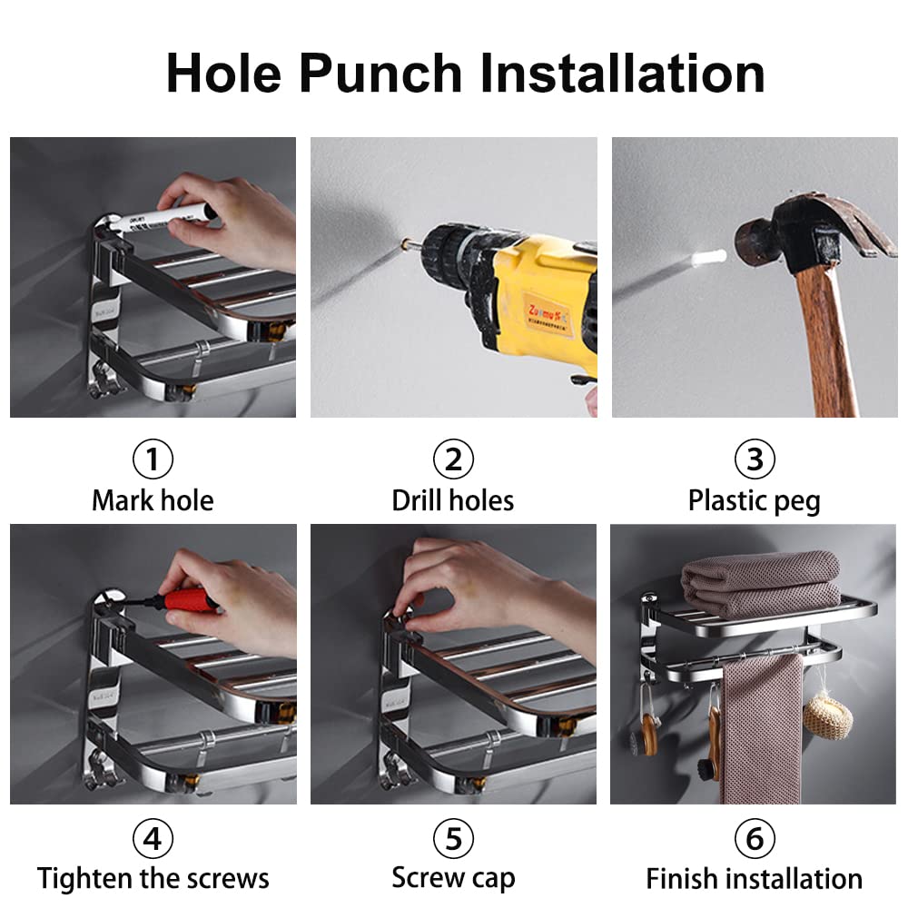 Stainless Steel Double Bar Towel Rack Holder - 16
