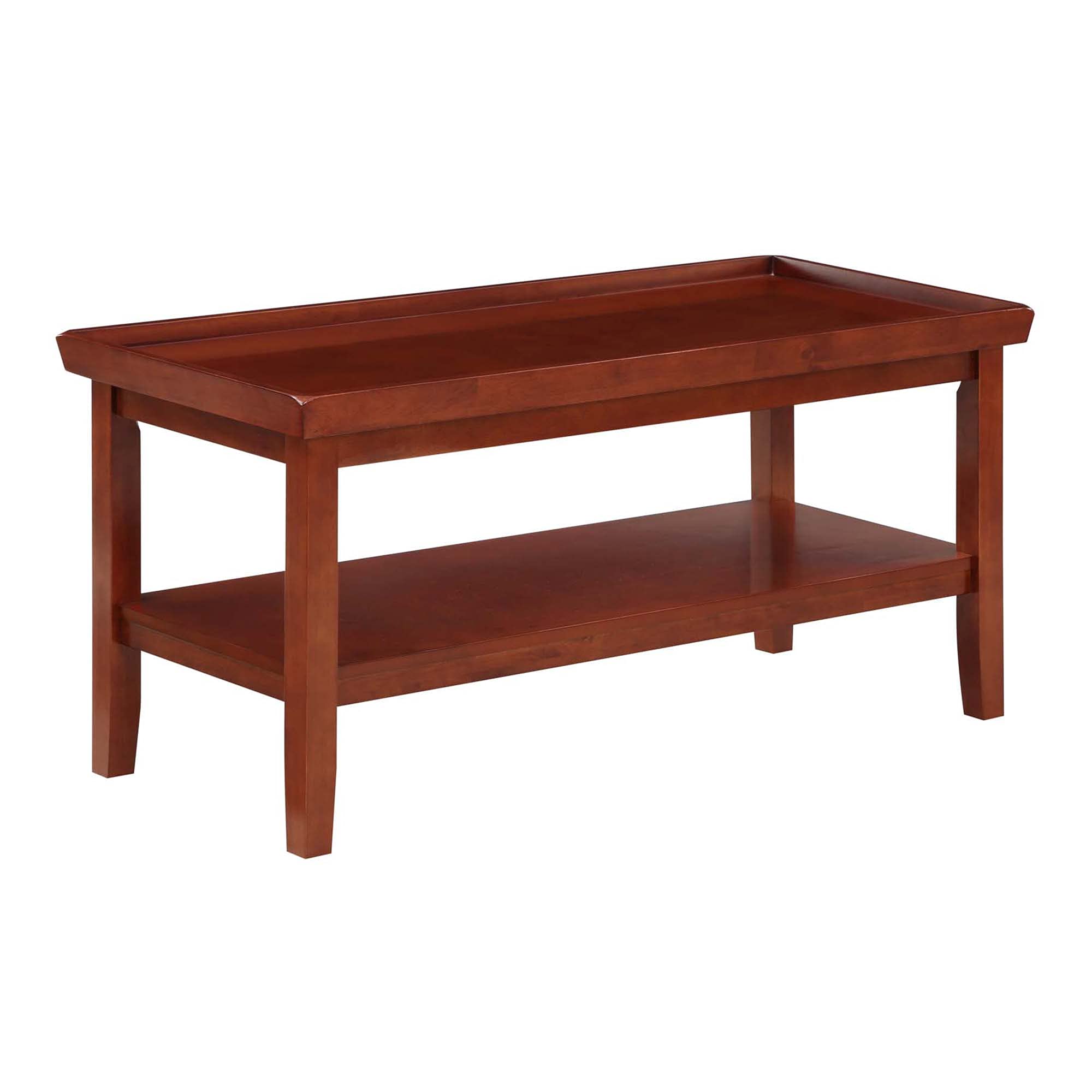 Convenience Concepts Ledgewood Coffee Table with Shelf - Solid Mahogany Wood Living Room Furniture for Small Spaces | Perfect for Apartments, Studios & Cozy Homes
