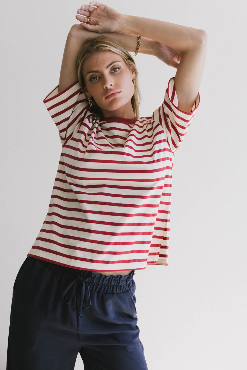 Freddie Striped Tee in Red | Soft Cotton Men's T-Shirt | Casual & Comfortable Wear | Perfect for Everyday Outfits, Summer Styling, and Layering
